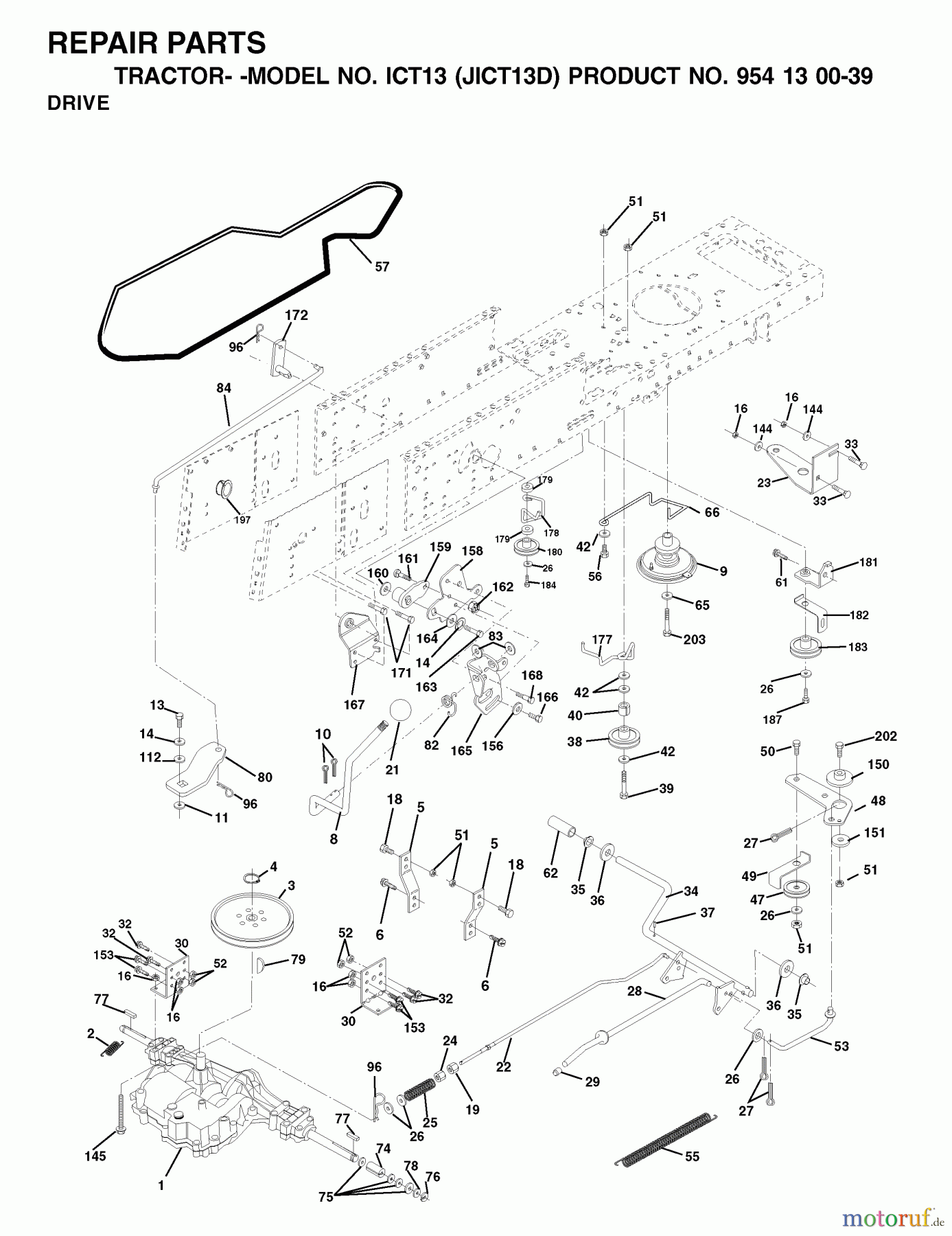 Jonsered Rasen und Garten Traktoren ICT13 (JICT13D, 954130039) - Jonsered Lawn & Garden Tractor (2001-01) DRIVE