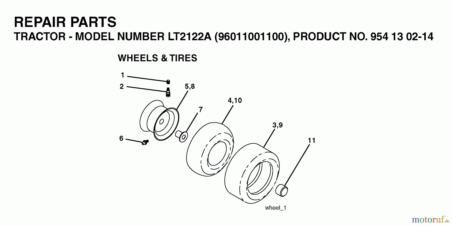 Jonsered Rasen und Garten Traktoren LT2122 A (96011001100) - Jonsered Lawn & Garden Tractor (2005-01) WHEELS TIRES