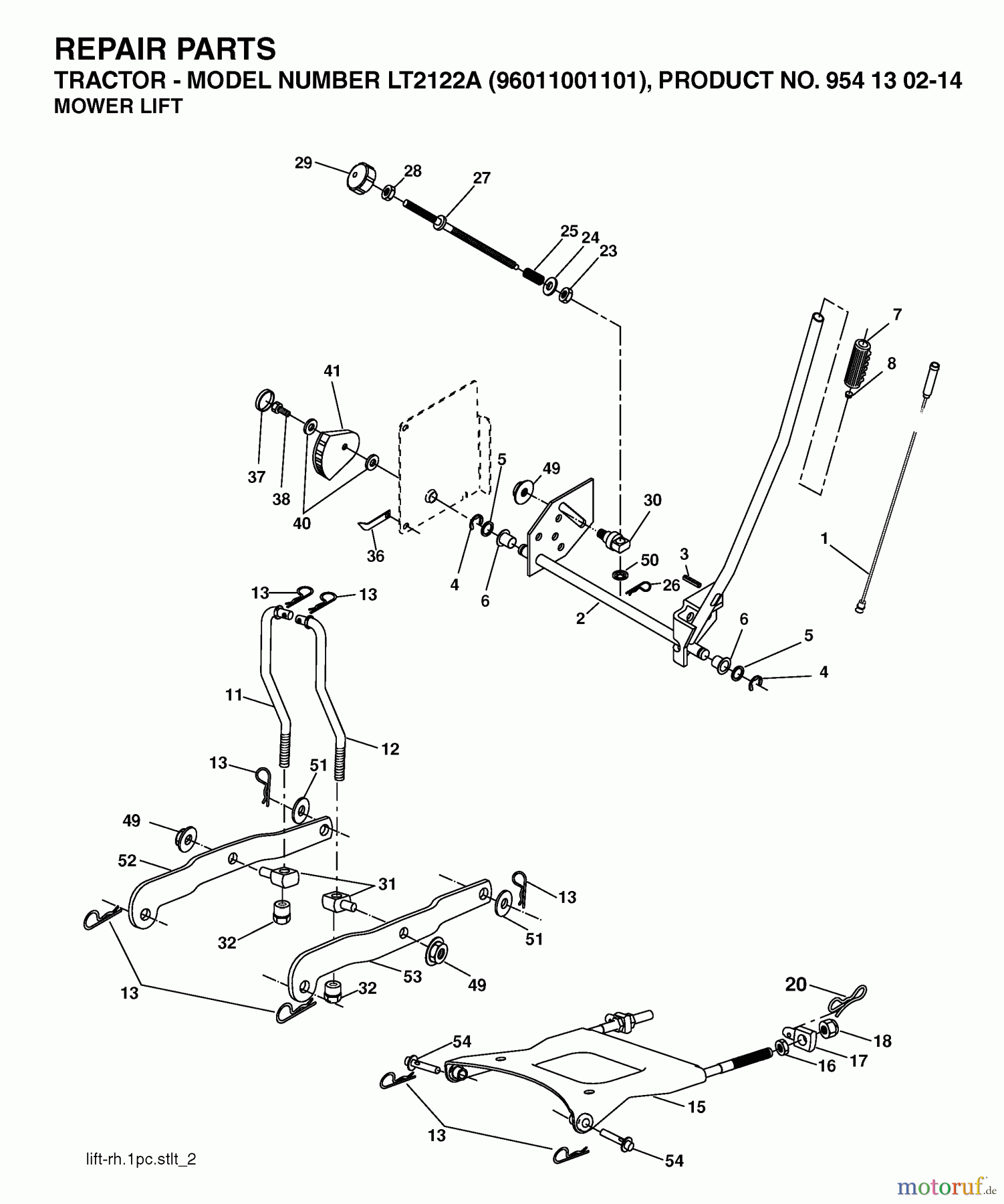  Jonsered Rasen  und Garten Traktoren LT2122 A (96011001101) - Jonsered Lawn & Garden Tractor (2005-05) MOWER LIFT / DECK LIFT