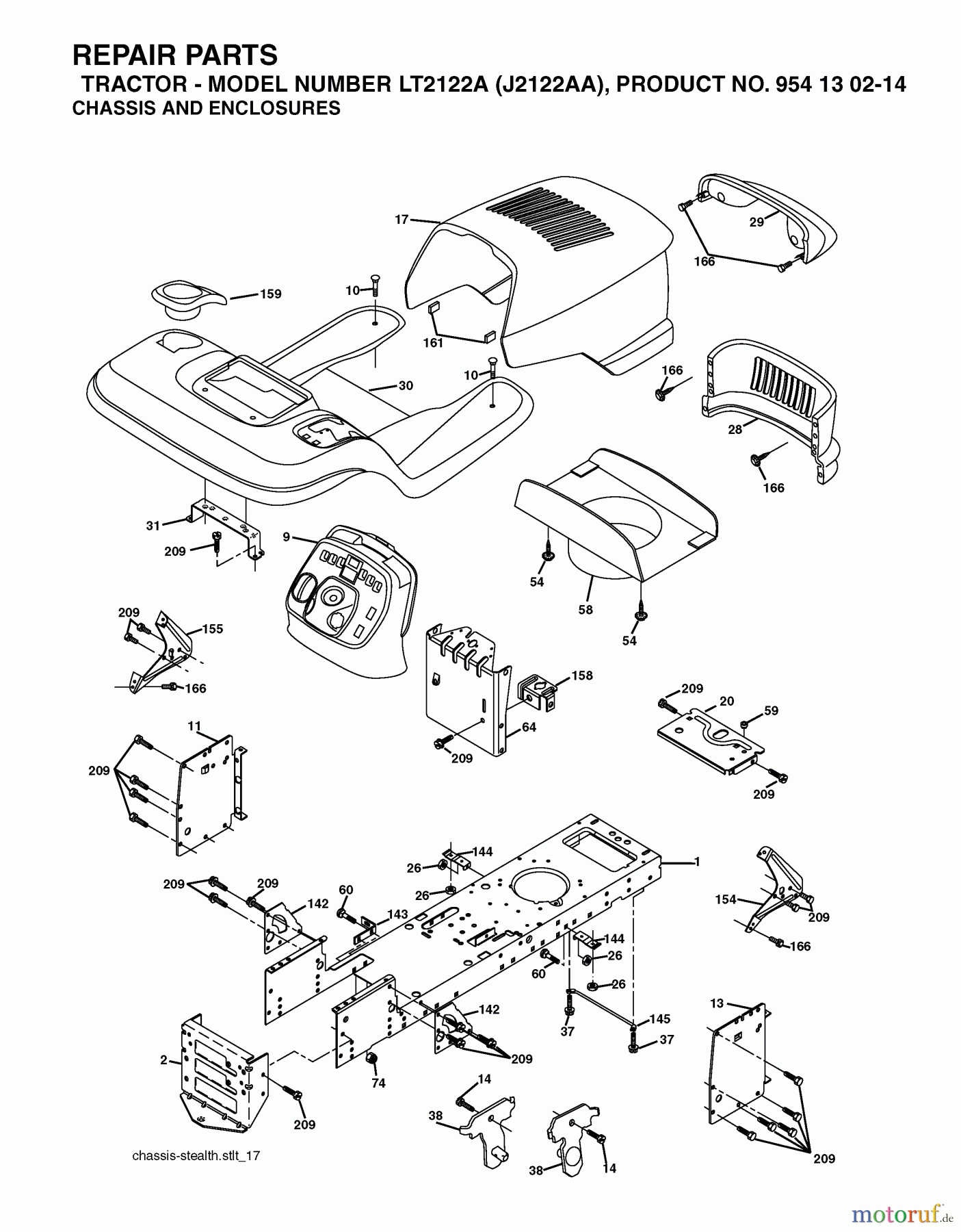  Jonsered Rasen  und Garten Traktoren LT2122 A (J2122AA, 954130214) - Jonsered Lawn & Garden Tractor (2004-01) CHASSIS ENCLOSURES