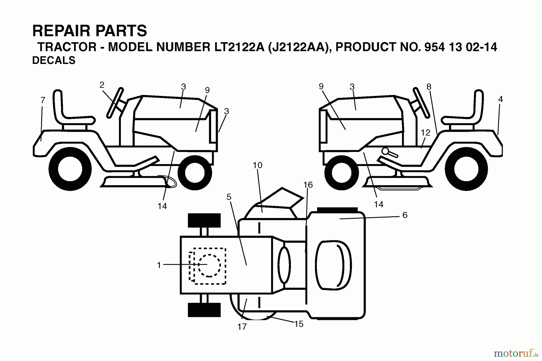 Jonsered Rasen und Garten Traktoren LT2122 A (J2122AA, 954130214) - Jonsered Lawn & Garden Tractor (2004-01) DECALS