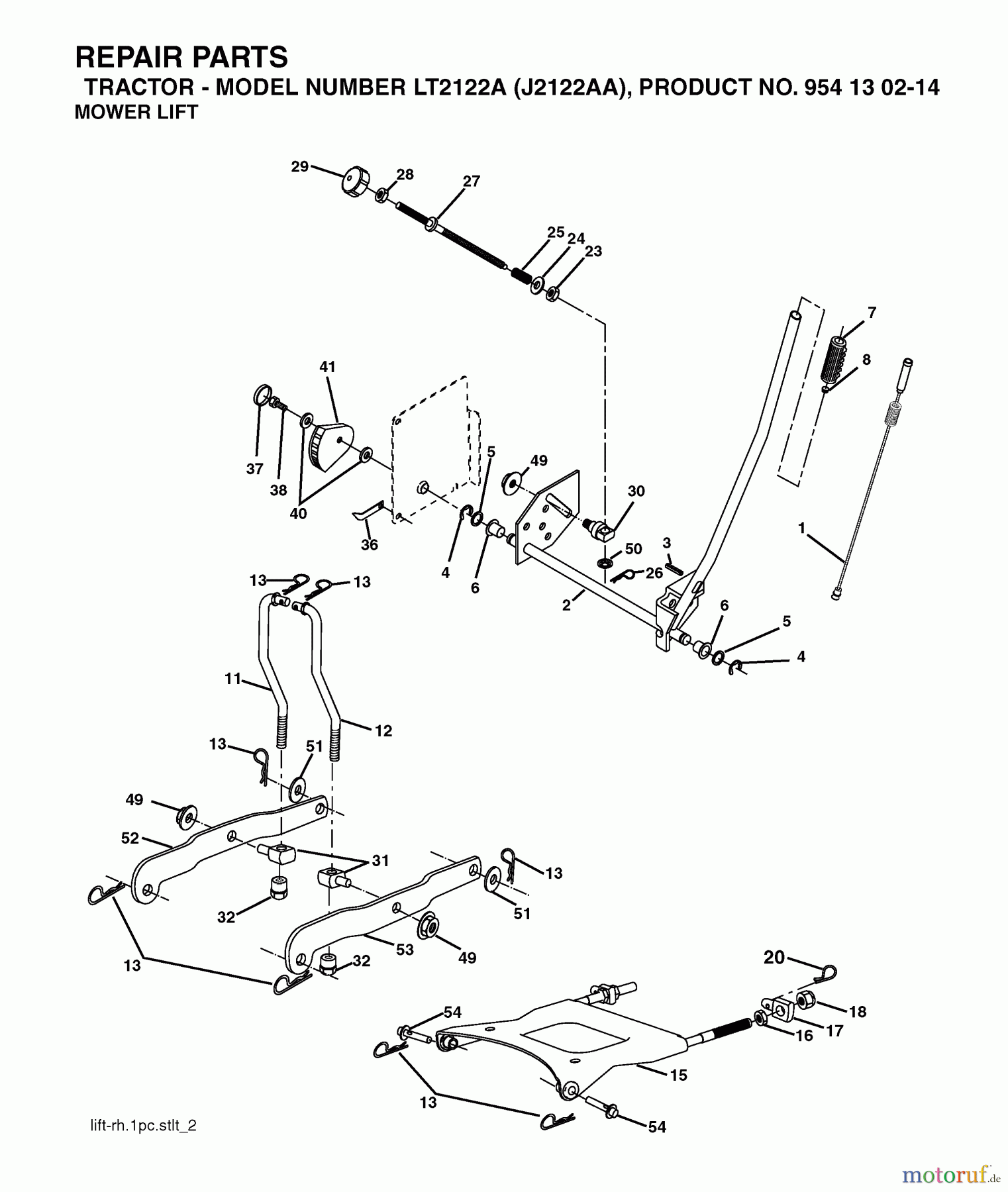  Jonsered Rasen  und Garten Traktoren LT2122 A (J2122AA, 954130214) - Jonsered Lawn & Garden Tractor (2004-01) MOWER LIFT / DECK LIFT