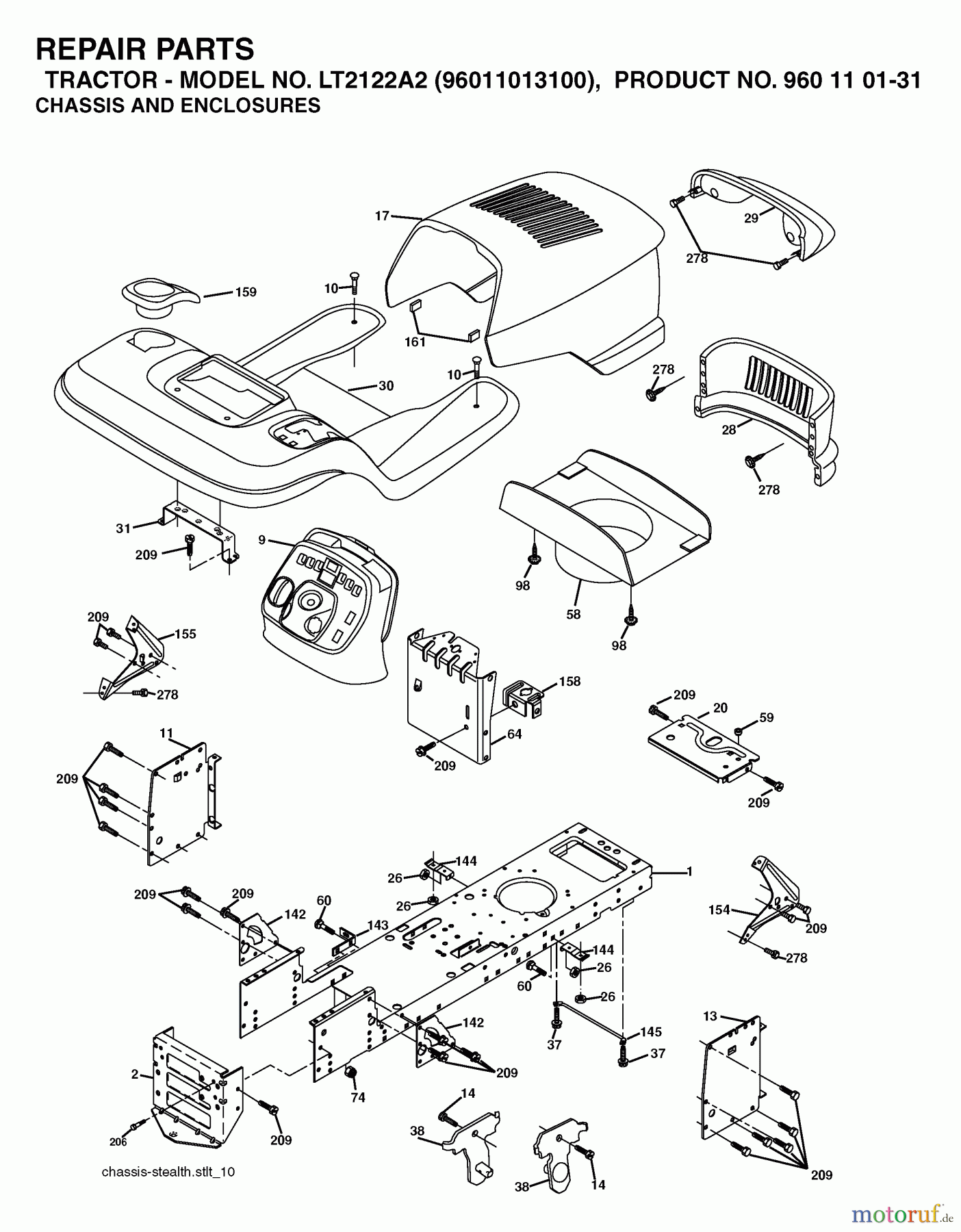 Jonsered Rasen und Garten Traktoren LT2122 A2 (96011013100) - Jonsered Lawn & Garden Tractor (2006-04) CHASSIS ENCLOSURES