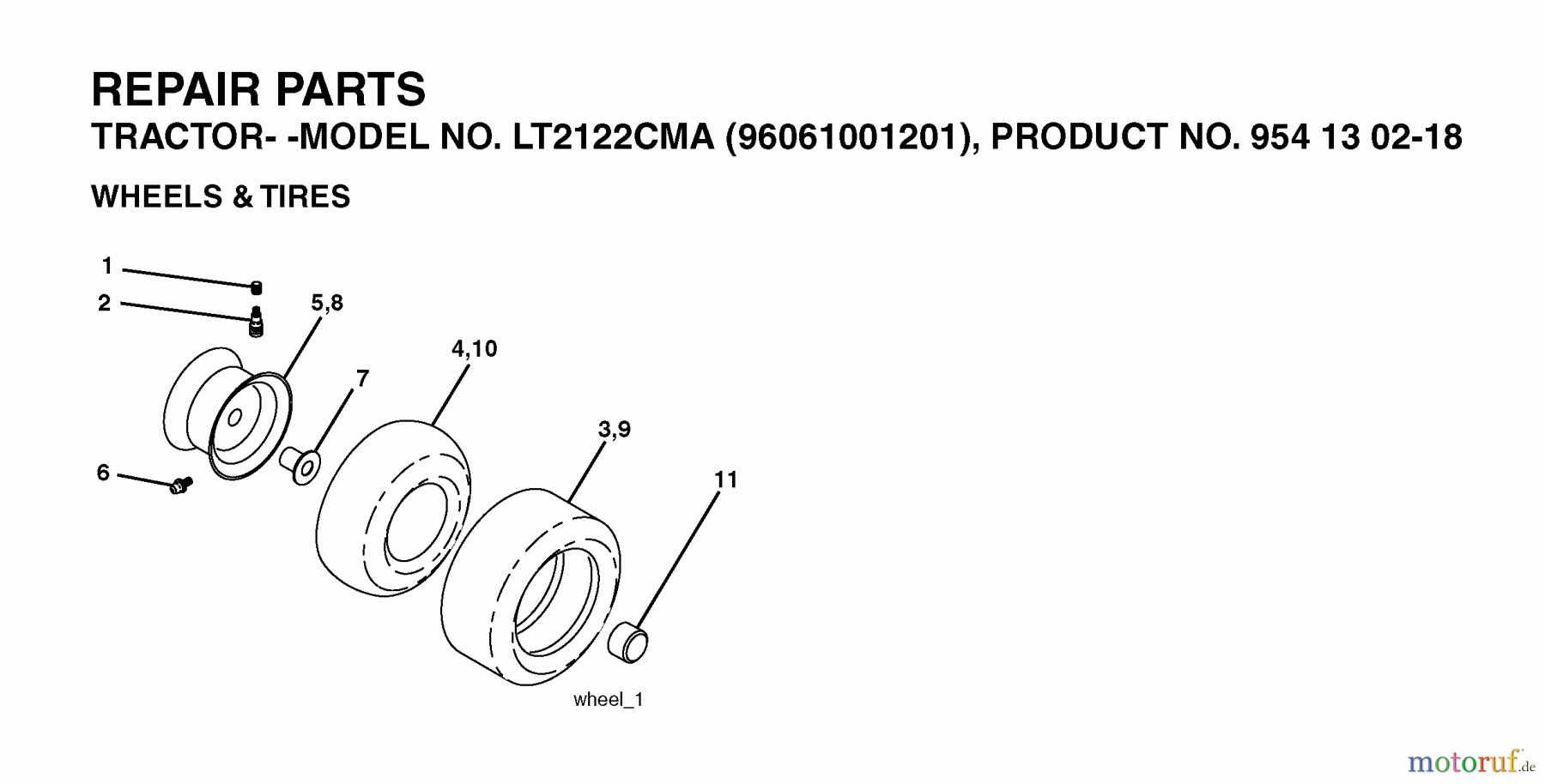  Jonsered Rasen  und Garten Traktoren LT2122 CMA (96061001201) - Jonsered Lawn & Garden Tractor (2005-04) WHEELS TIRES