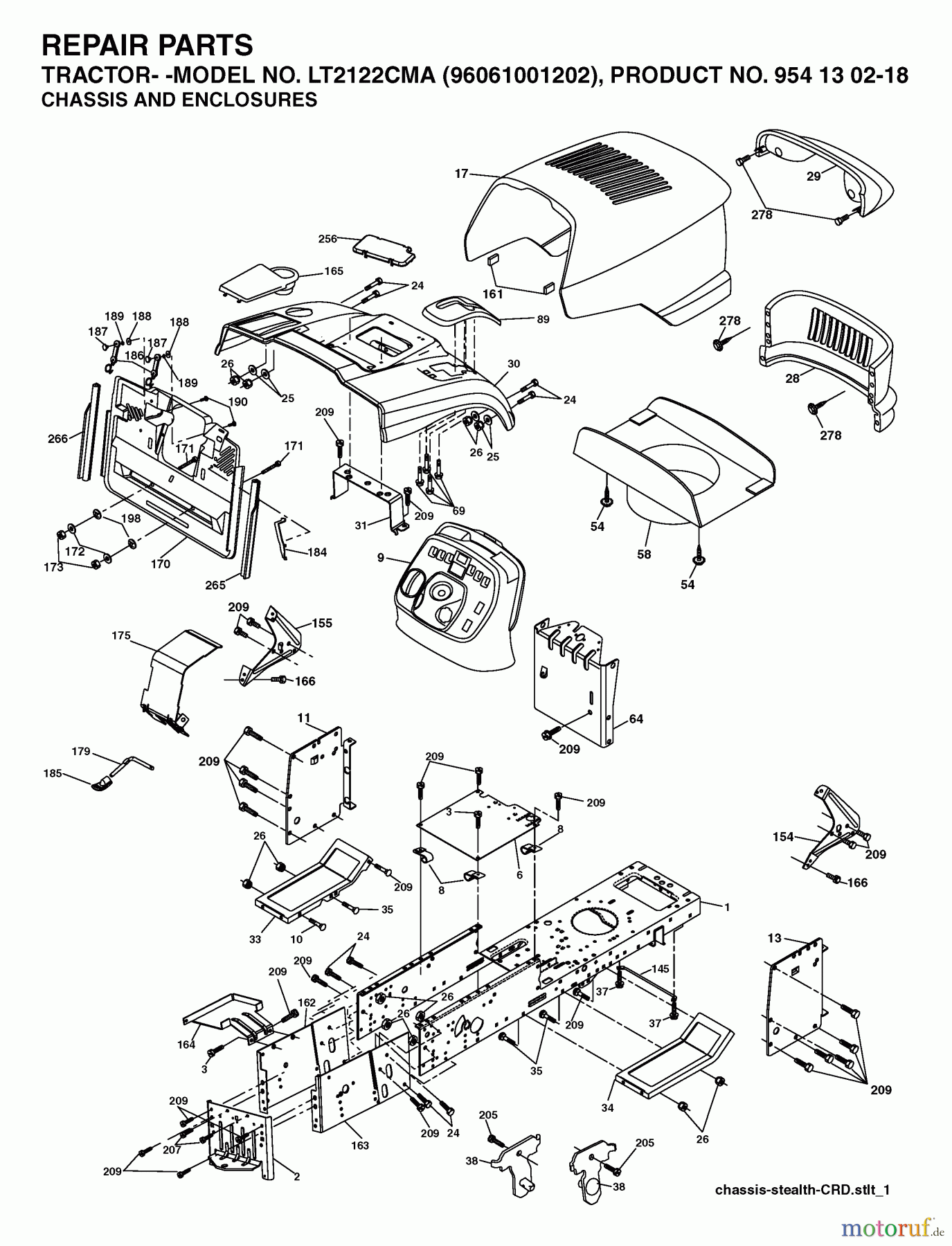  Jonsered Rasen  und Garten Traktoren LT2122 CMA (96061001202) - Jonsered Lawn & Garden Tractor (2005-05) CHASSIS ENCLOSURES
