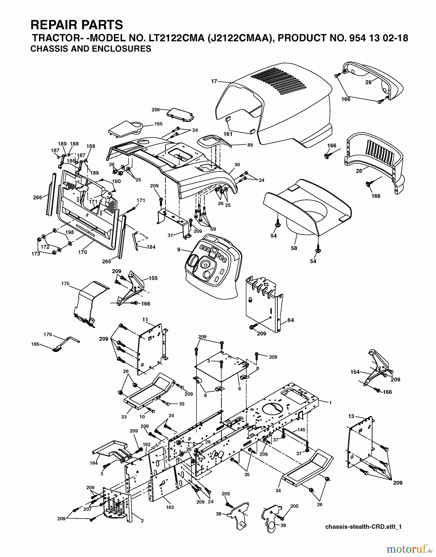 Jonsered Rasen und Garten Traktoren LT2122 CMA (J2122CMAA, 954130218) - Jonsered Lawn & Garden Tractor (2004-01) CHASSIS ENCLOSURES