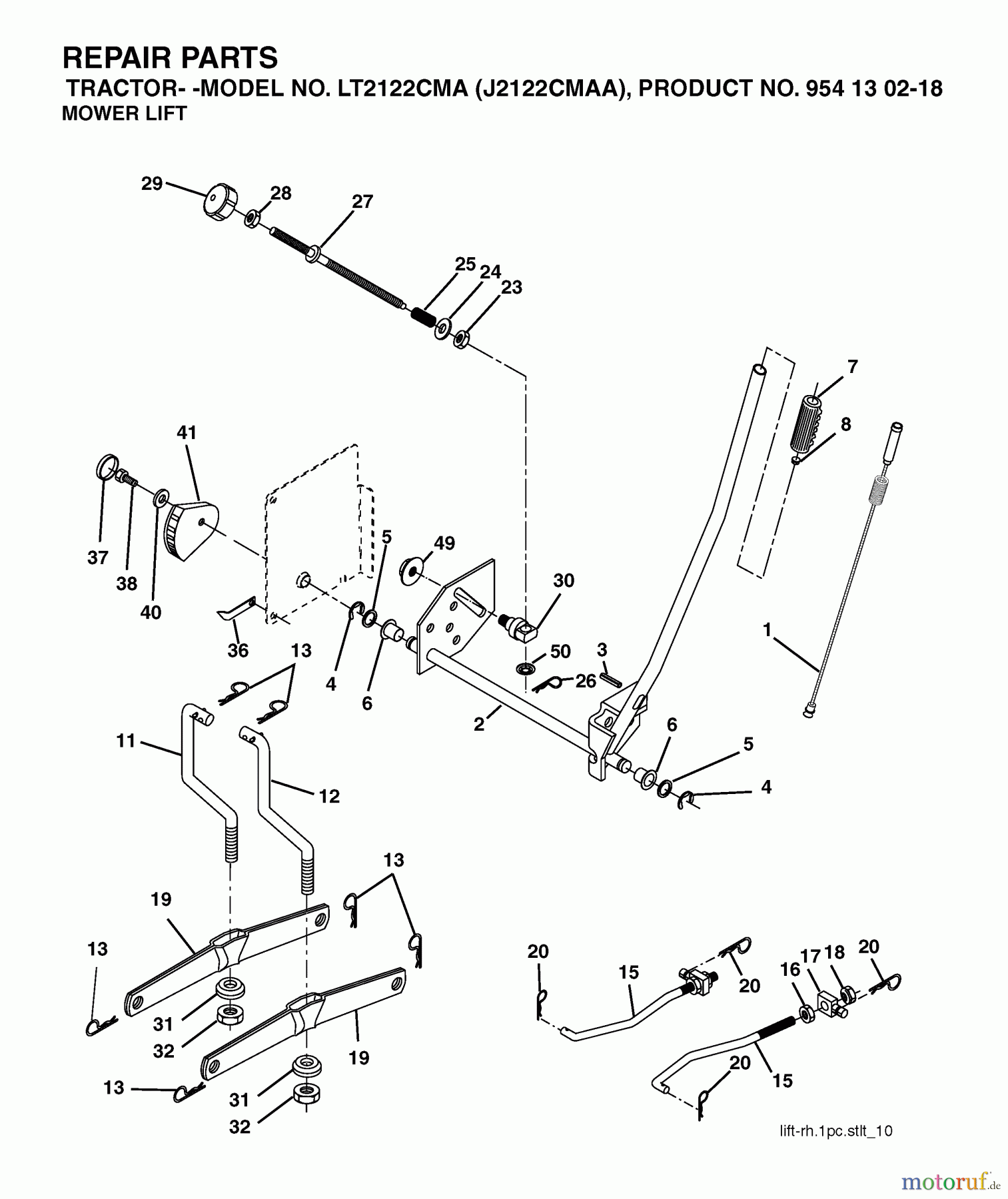  Jonsered Rasen  und Garten Traktoren LT2122 CMA (J2122CMAA, 954130218) - Jonsered Lawn & Garden Tractor (2004-01) MOWER LIFT / DECK LIFT