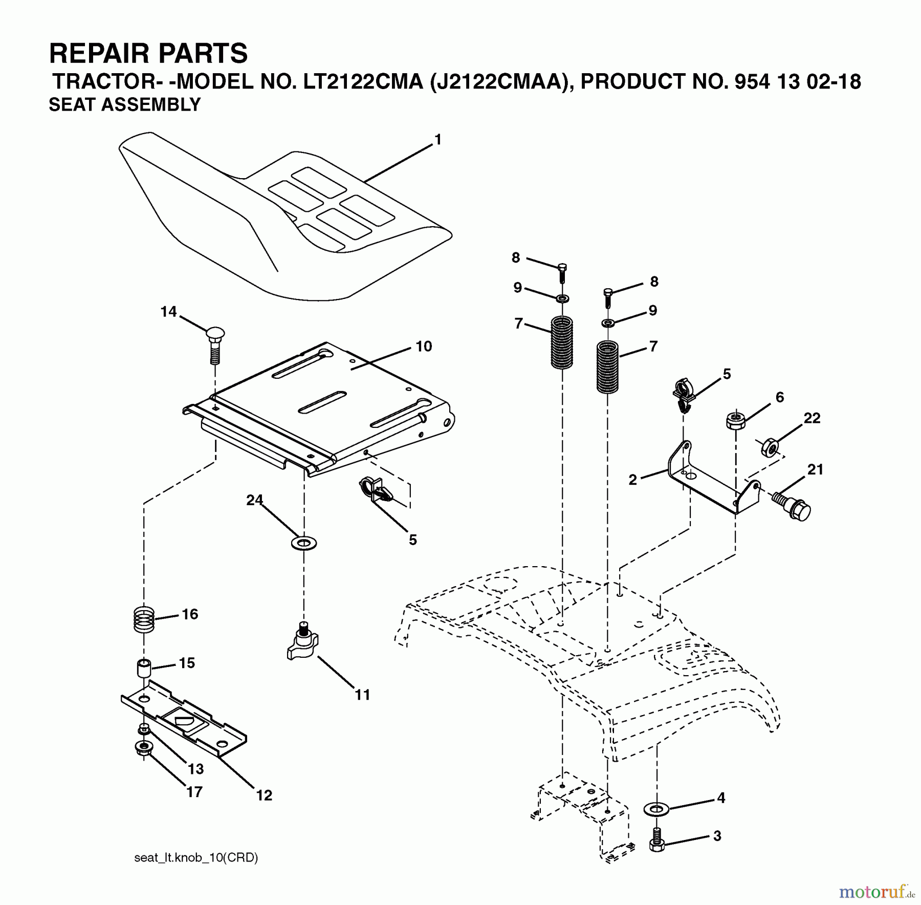 Jonsered Rasen und Garten Traktoren LT2122 CMA (J2122CMAA, 954130218) - Jonsered Lawn & Garden Tractor (2004-01) SEAT