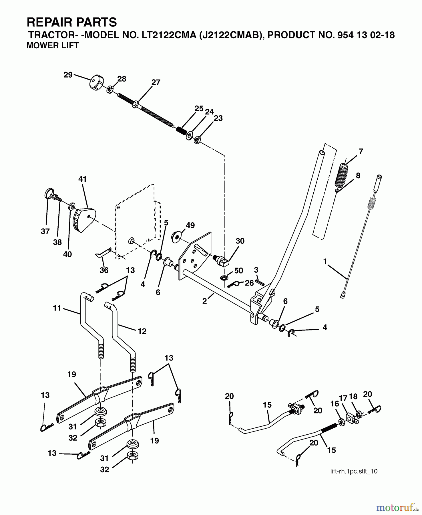  Jonsered Rasen  und Garten Traktoren LT2122 CMA (J2122CMAB, 954130218) - Jonsered Lawn & Garden Tractor (2004-06) MOWER LIFT / DECK LIFT