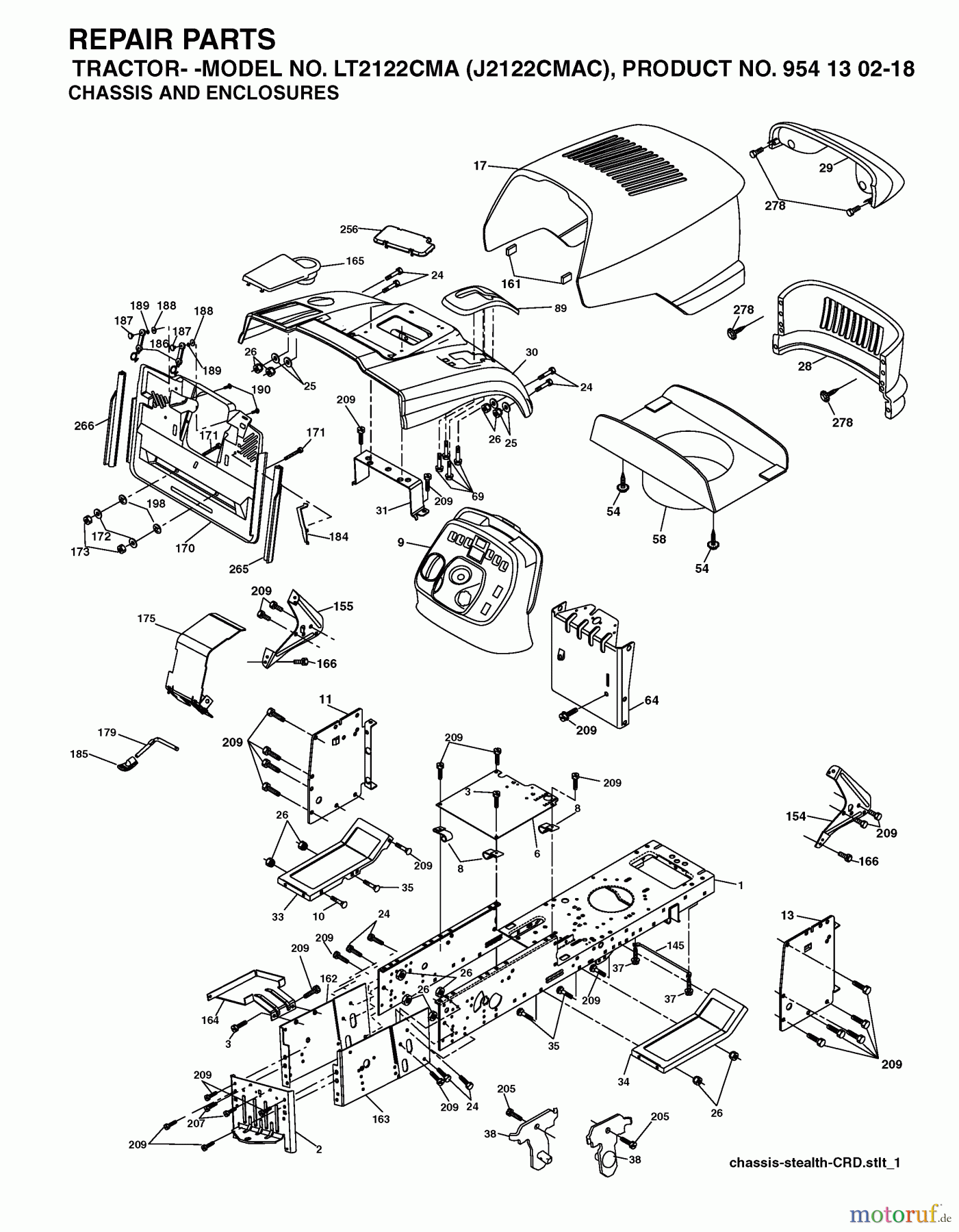 Jonsered Rasen und Garten Traktoren LT2122 CMA (J2122CMAC, 954130218) - Jonsered Lawn & Garden Tractor (2004-06) CHASSIS ENCLOSURES