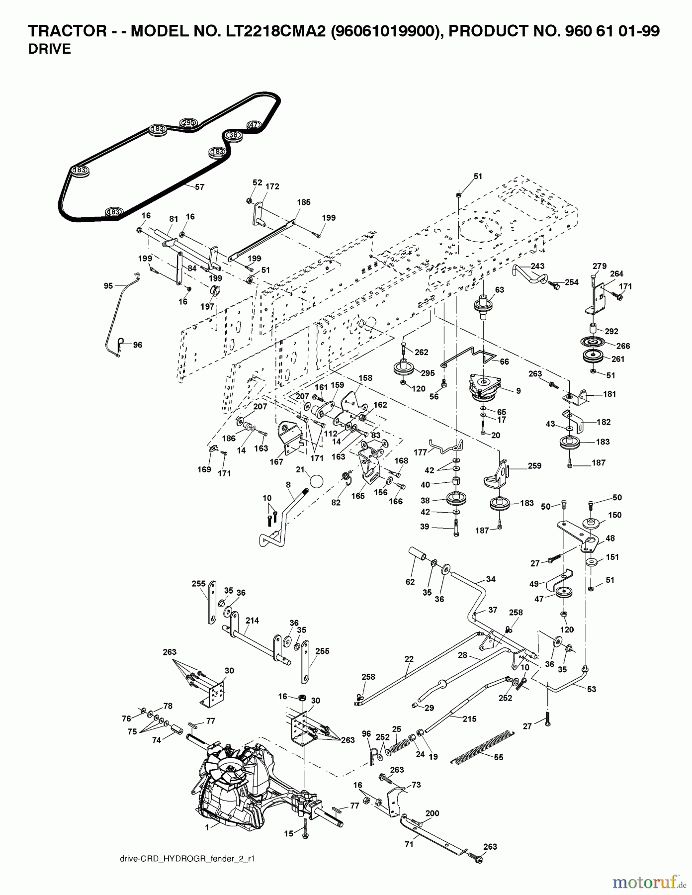 Jonsered Rasen und Garten Traktoren LT221 CMA2 - Jonsered Lawn & Garden Tractor (2007-02) DRIVE