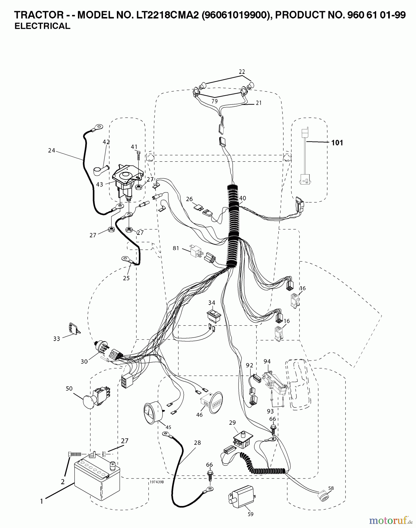 Jonsered Rasen und Garten Traktoren LT221 CMA2 - Jonsered Lawn & Garden Tractor (2007-02) ELECTRICAL