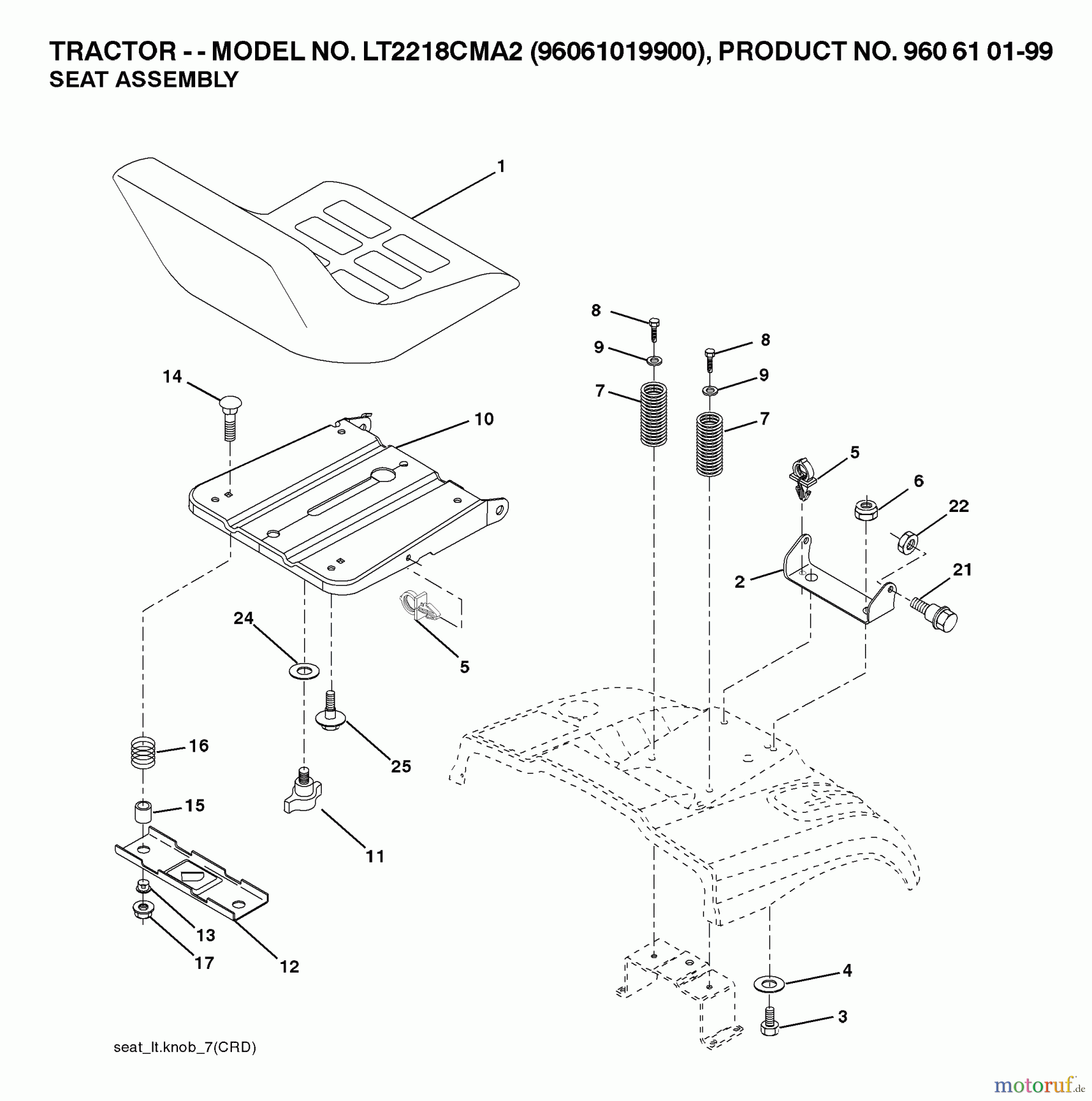Jonsered Rasen und Garten Traktoren LT221 CMA2 - Jonsered Lawn & Garden Tractor (2007-02) SEAT