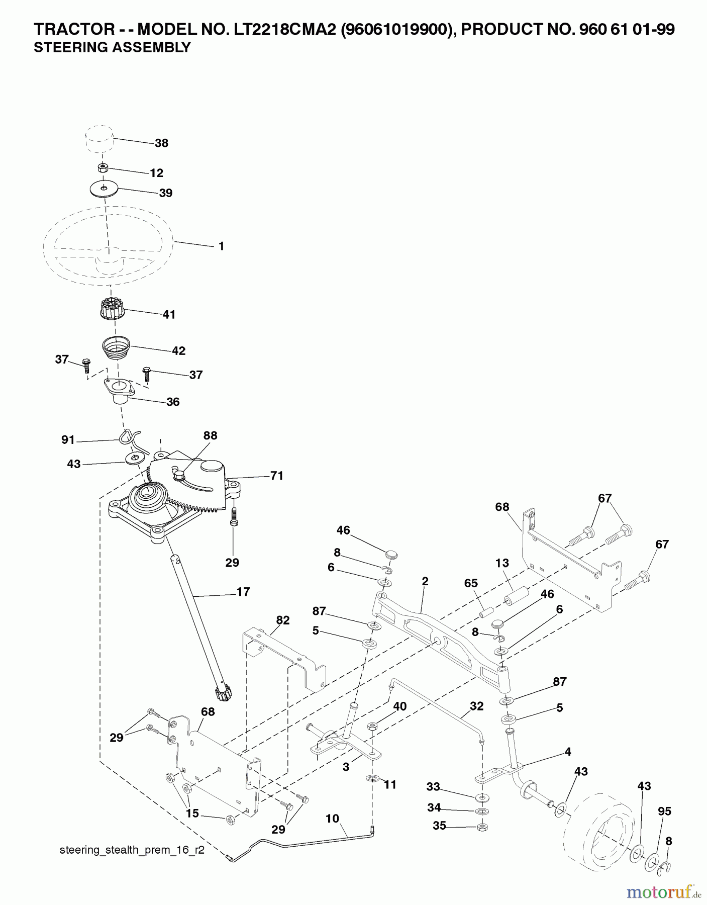Jonsered Rasen und Garten Traktoren LT221 CMA2 - Jonsered Lawn & Garden Tractor (2007-02) STEERING