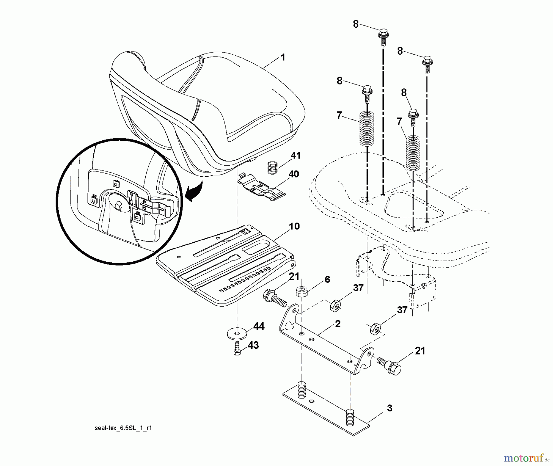 Jonsered Rasen  und Garten Traktoren LT2213 (96041007900) - Jonsered Lawn & Garden Tractor (2009-01) SEAT