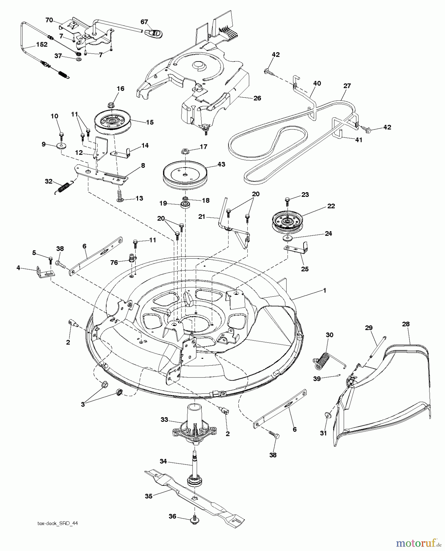 Jonsered Rasen und Garten Traktoren LT2213 (96041007904) - Jonsered Lawn & Garden Tractor (2011-07) MOWER DECK / CUTTING DECK
