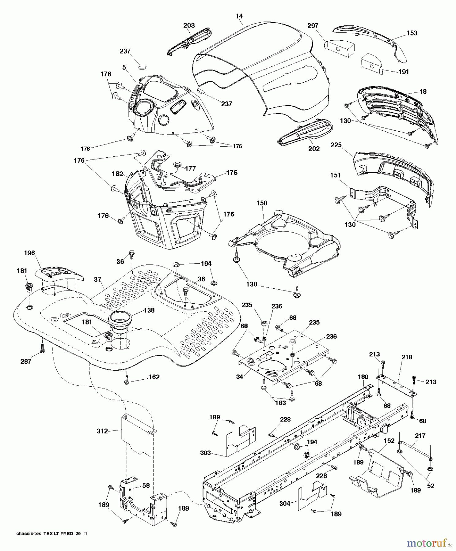 Jonsered Rasen und Garten Traktoren LT2213 (96041008700) - Jonsered Lawn & Garden Tractor (2009-01) CHASSIS ENCLOSURES
