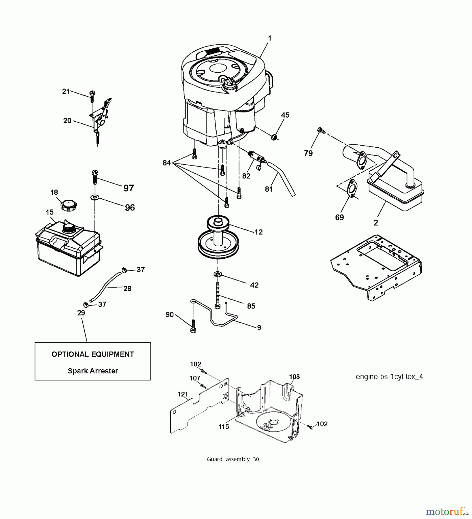 Jonsered Rasen und Garten Traktoren LT2213 (96041008700) - Jonsered Lawn & Garden Tractor (2009-01) ENGINE