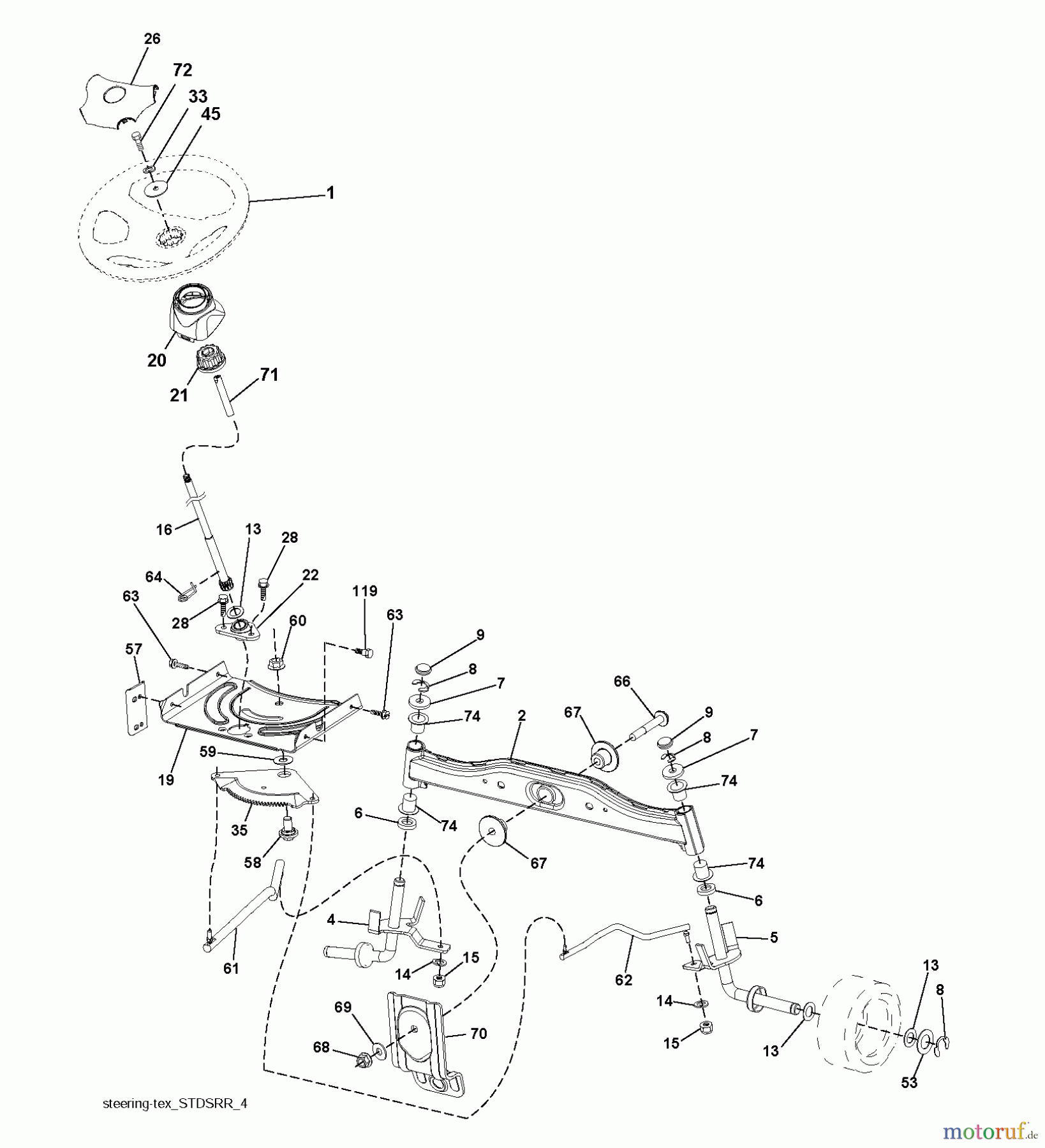 Jonsered Rasen und Garten Traktoren LT2213 (96041008700) - Jonsered Lawn & Garden Tractor (2009-01) STEERING