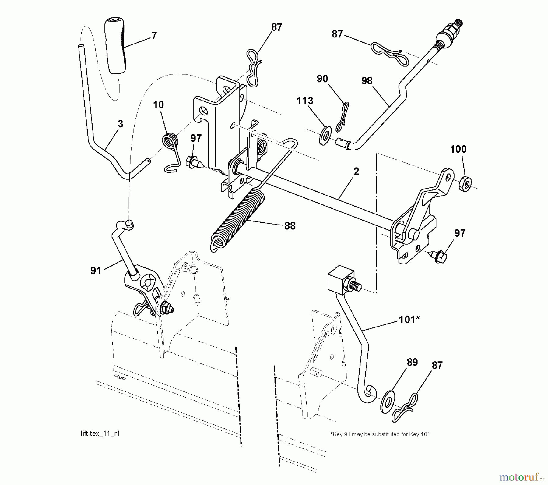  Jonsered Rasen  und Garten Traktoren LT2213 (96041008701) - Jonsered Lawn & Garden Tractor (2010-01) MOWER LIFT / DECK LIFT