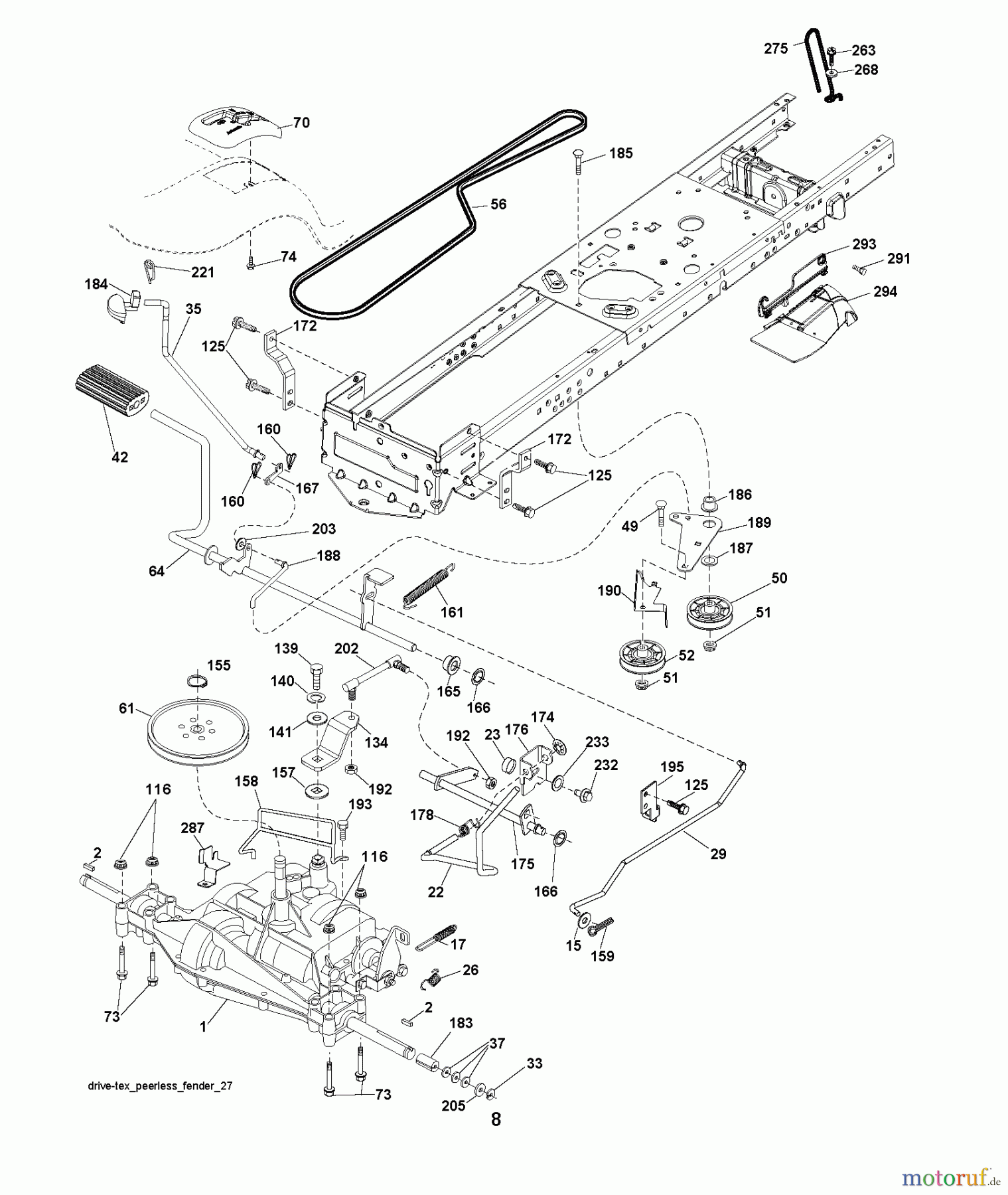 Jonsered Rasen und Garten Traktoren LT2213 (96041008705) - Jonsered Lawn & Garden Tractor (2012-08) DRIVE
