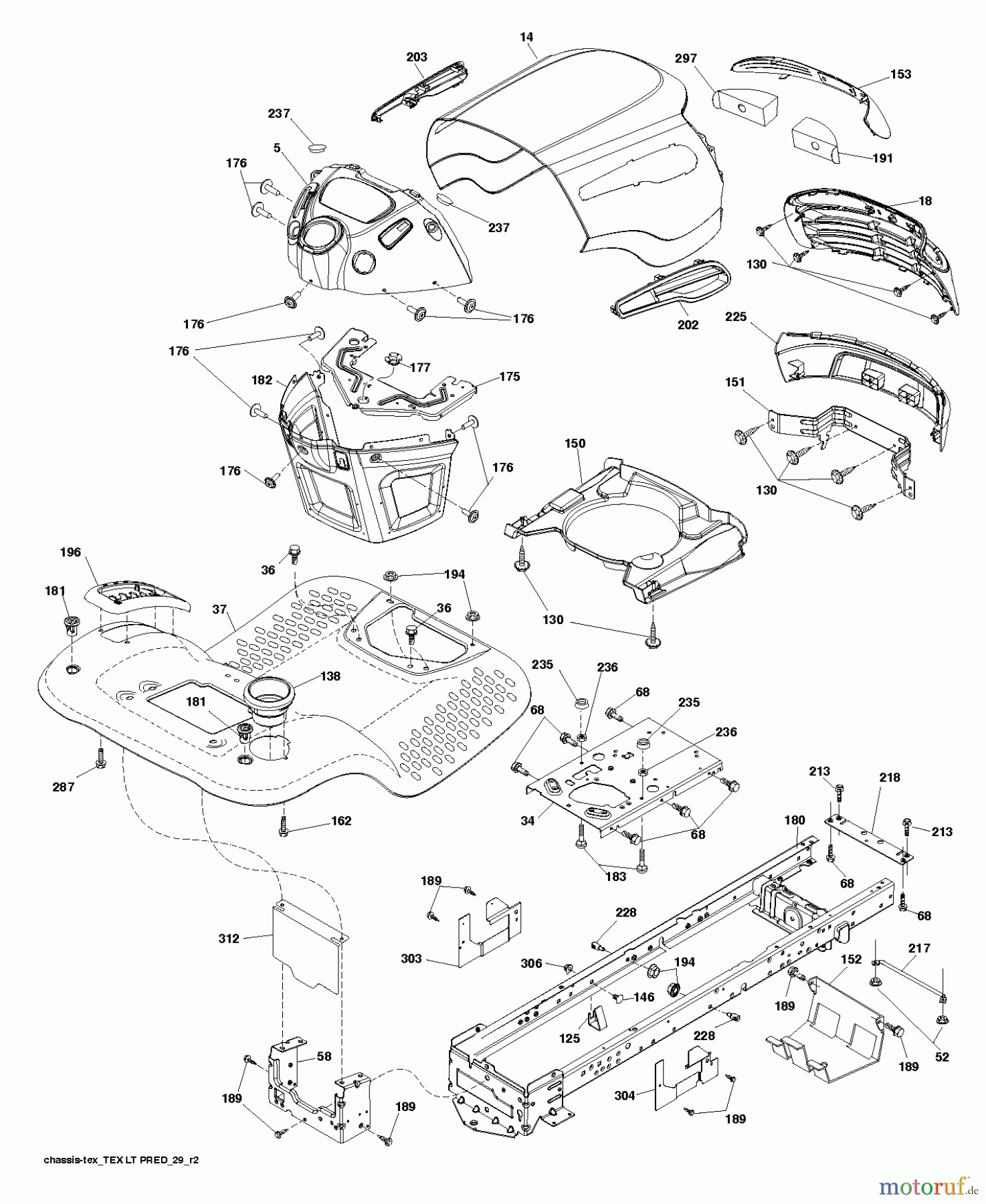  Jonsered Rasen  und Garten Traktoren LT2213 (96041008706) - Jonsered Lawn & Garden Tractor (2013-05) CHASSIS ENCLOSURES