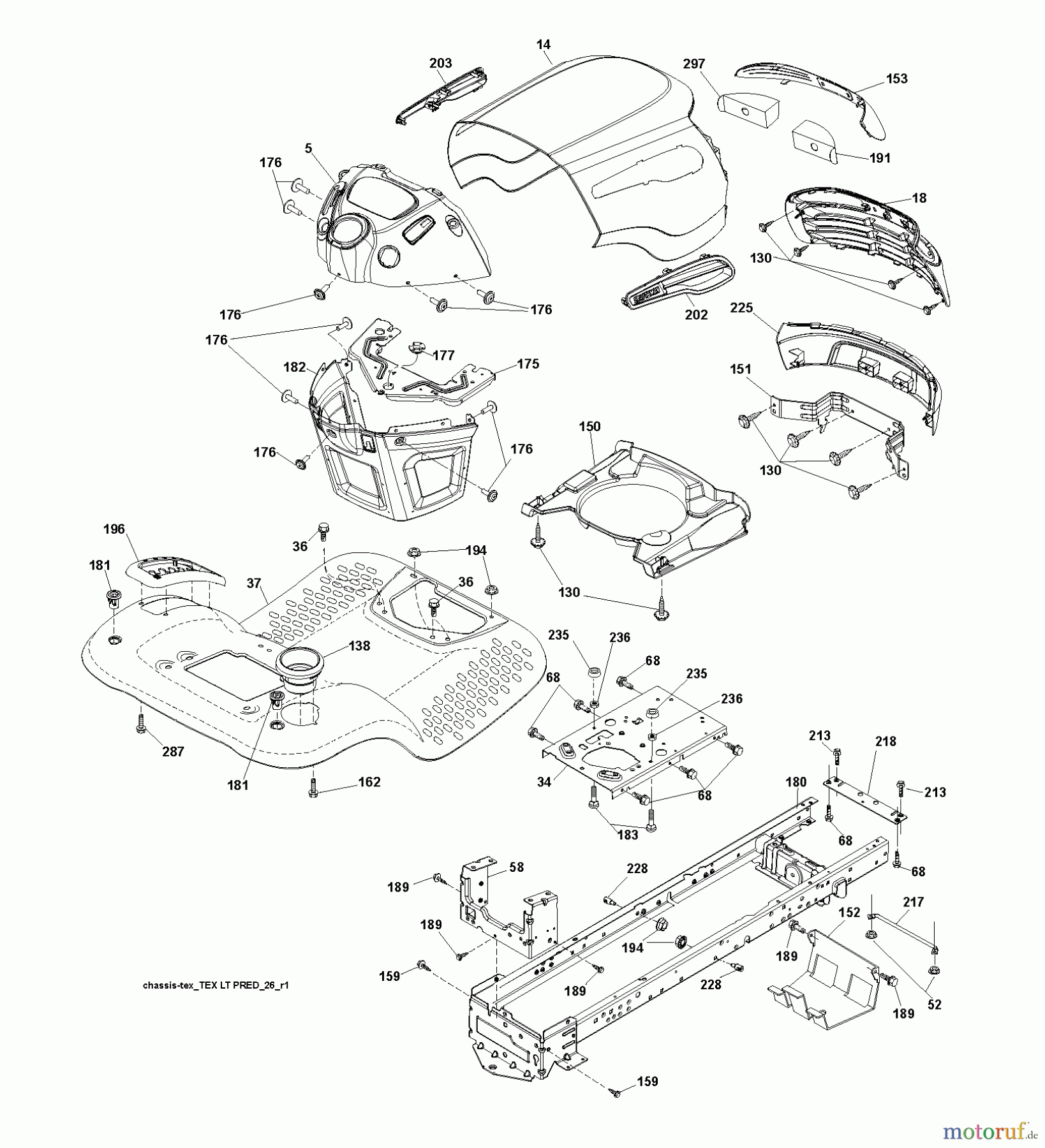 Jonsered Rasen und Garten Traktoren LT2213 A (96041008000) - Jonsered Lawn & Garden Tractor (2009-01) CHASSIS ENCLOSURES