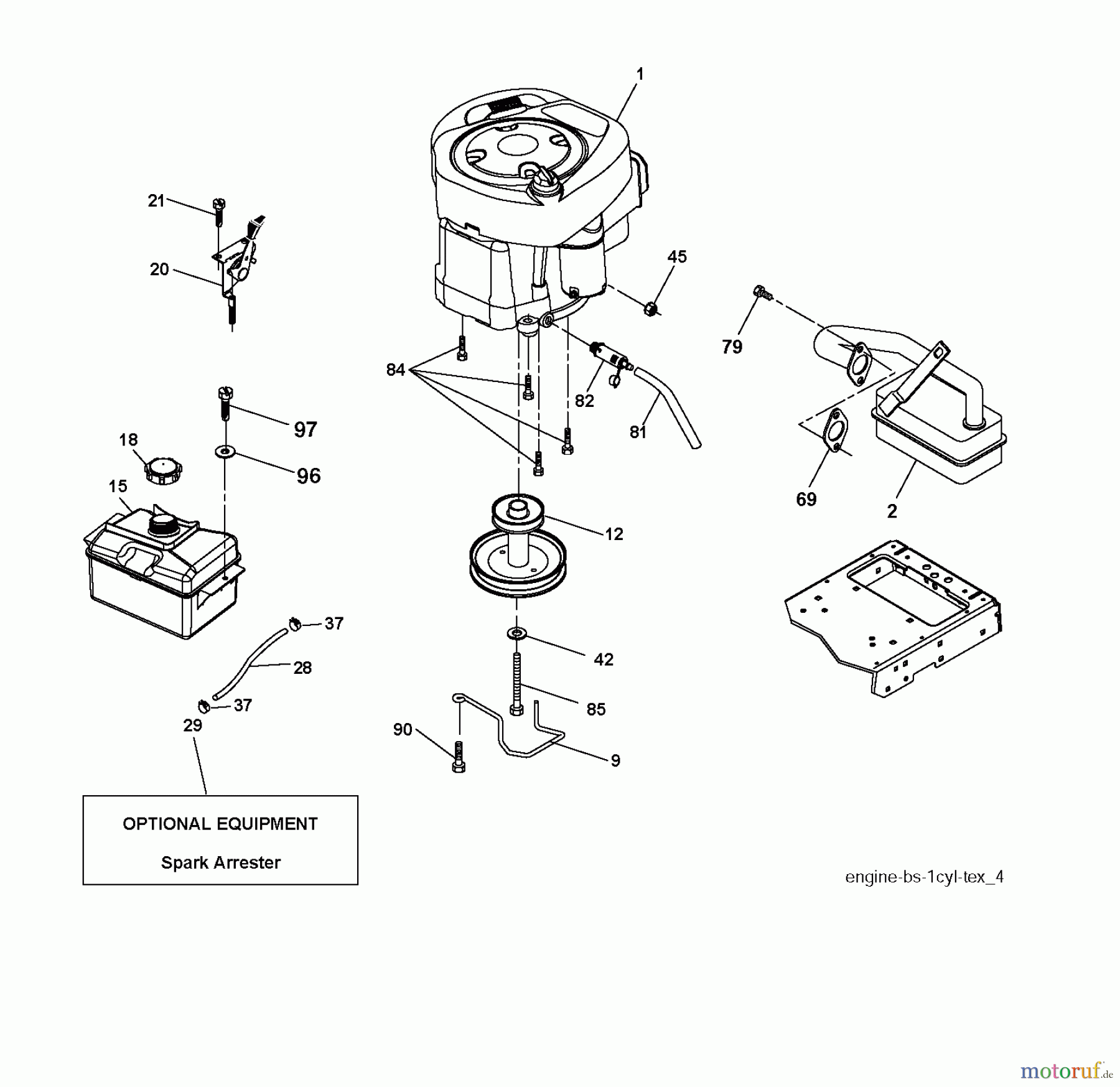 Jonsered Rasen und Garten Traktoren LT2213 A (96041008000) - Jonsered Lawn & Garden Tractor (2009-01) ENGINE