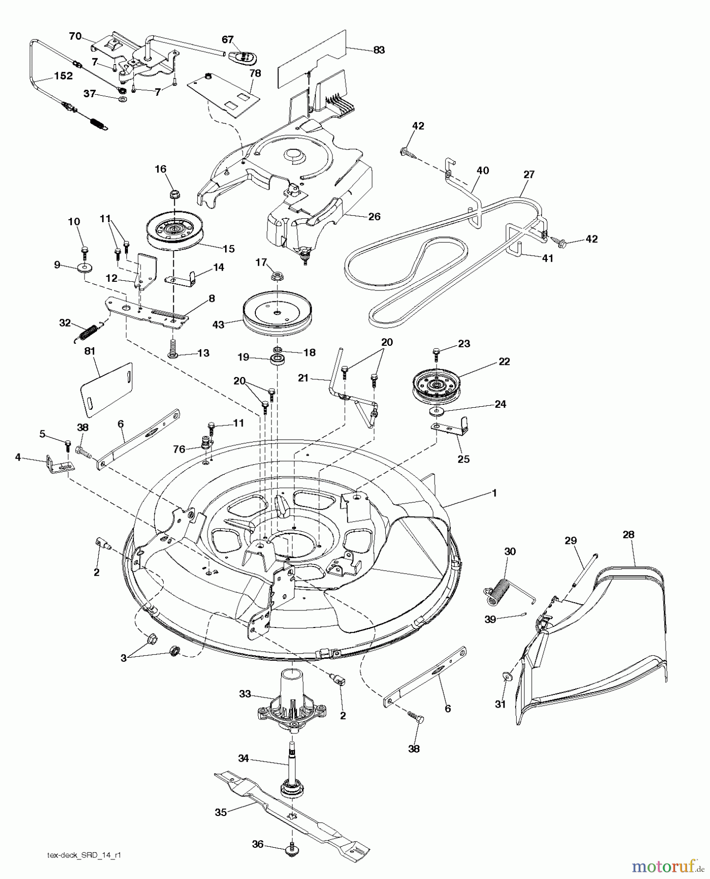  Jonsered Rasen  und Garten Traktoren LT2213 A (96041008800) - Jonsered Lawn & Garden Tractor (2009-02) MOWER DECK / CUTTING DECK
