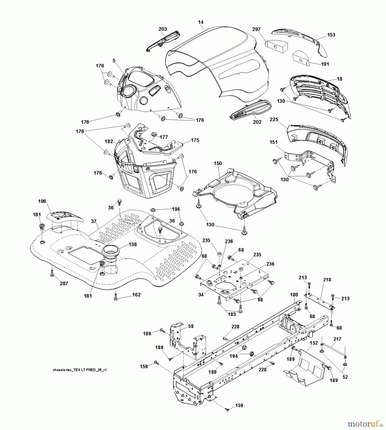 Jonsered Rasen und Garten Traktoren LT2213 A (96041015202) - Jonsered Lawn & Garden Tractor (2011-04) CHASSIS ENCLOSURES