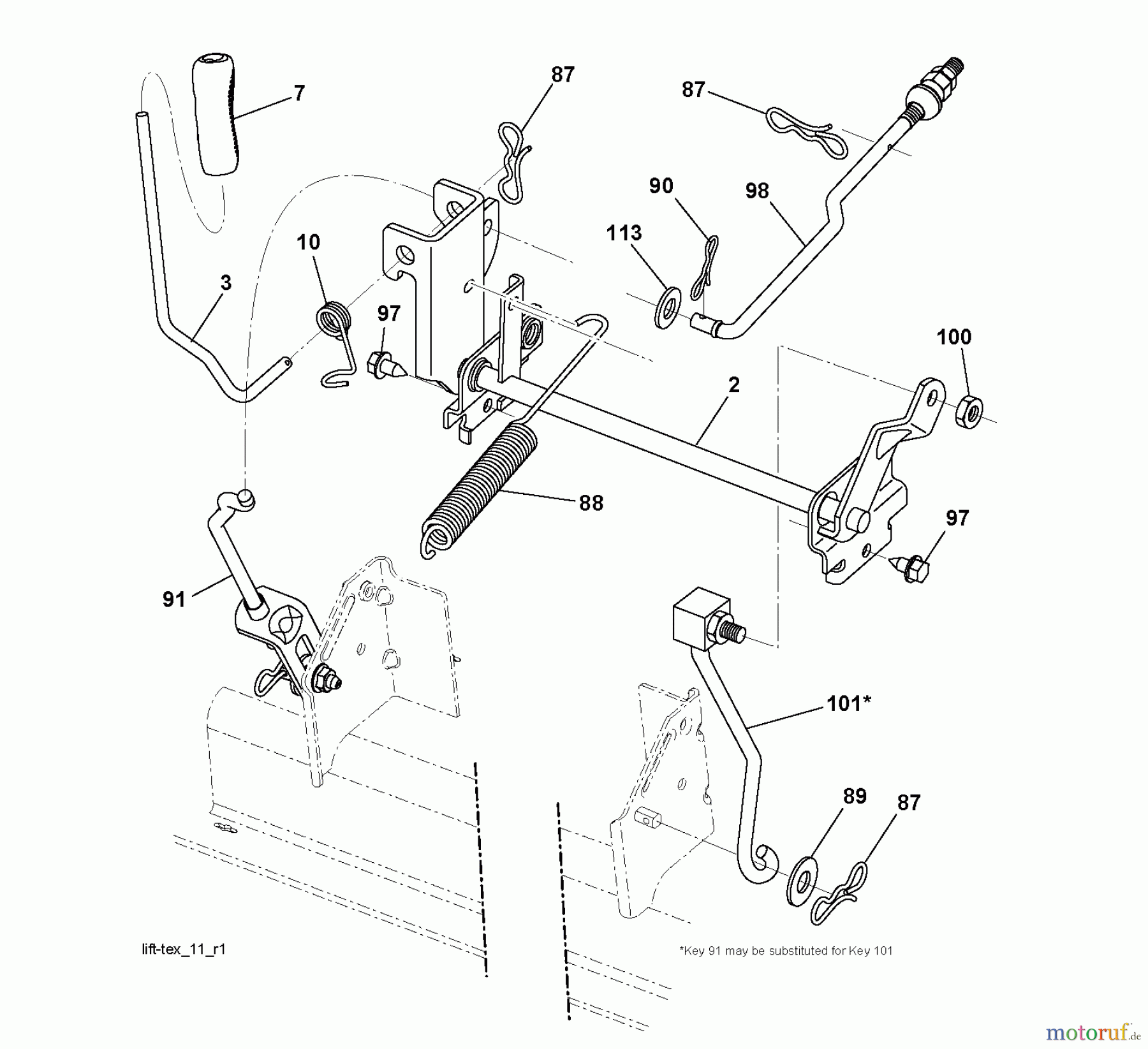 Jonsered Rasen und Garten Traktoren LT2213 A (96041015200) - Jonsered Lawn & Garden Tractor (2010-01) MOWER LIFT / DECK LIFT