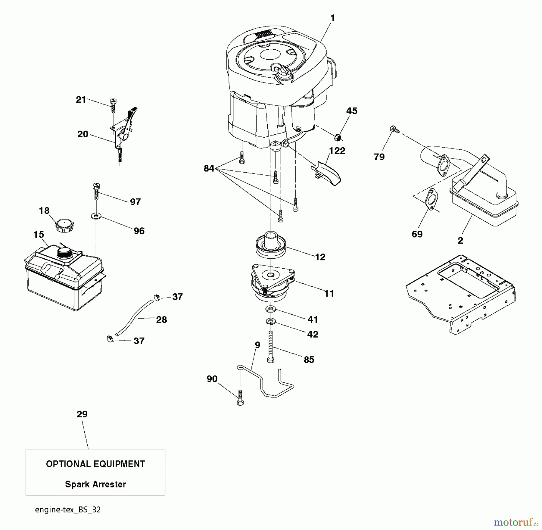 Jonsered Rasen und Garten Traktoren LT2213 A (96041015201) - Jonsered Lawn & Garden Tractor (2010-10) ENGINE