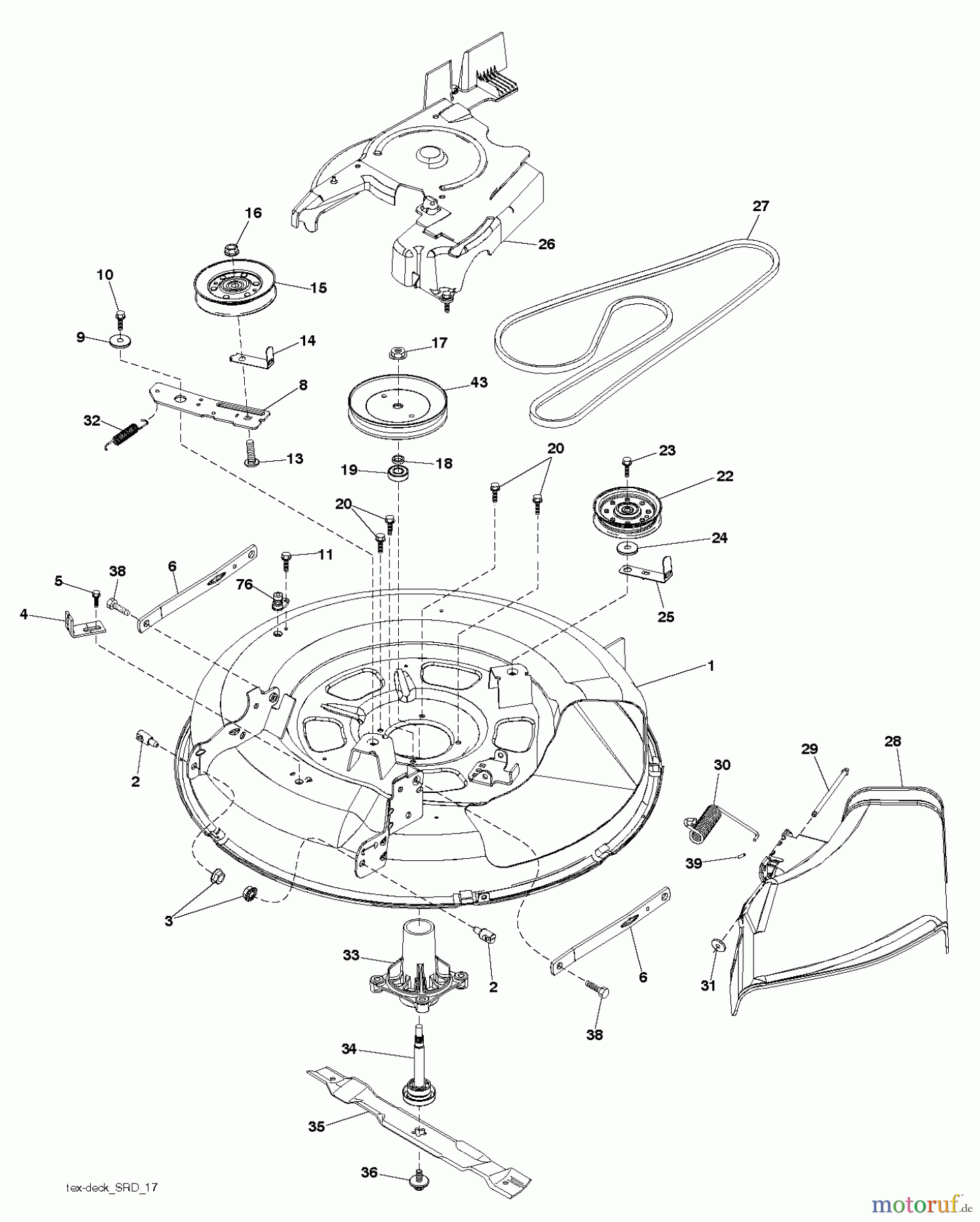 Jonsered Rasen und Garten Traktoren LT2213 A (96041015201) - Jonsered Lawn & Garden Tractor (2010-10) MOWER DECK / CUTTING DECK