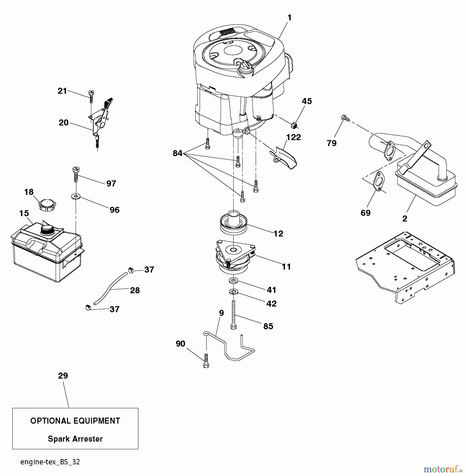 Jonsered Rasen und Garten Traktoren LT2213 A (96041015202) - Jonsered Lawn & Garden Tractor (2011-04) ENGINE