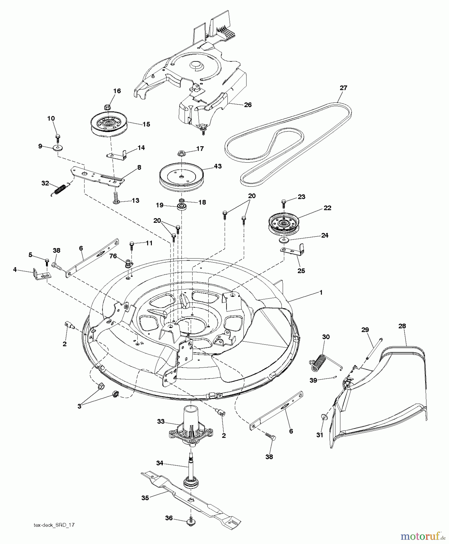  Jonsered Rasen  und Garten Traktoren LT2213 A (96041015202) - Jonsered Lawn & Garden Tractor (2011-04) MOWER DECK / CUTTING DECK