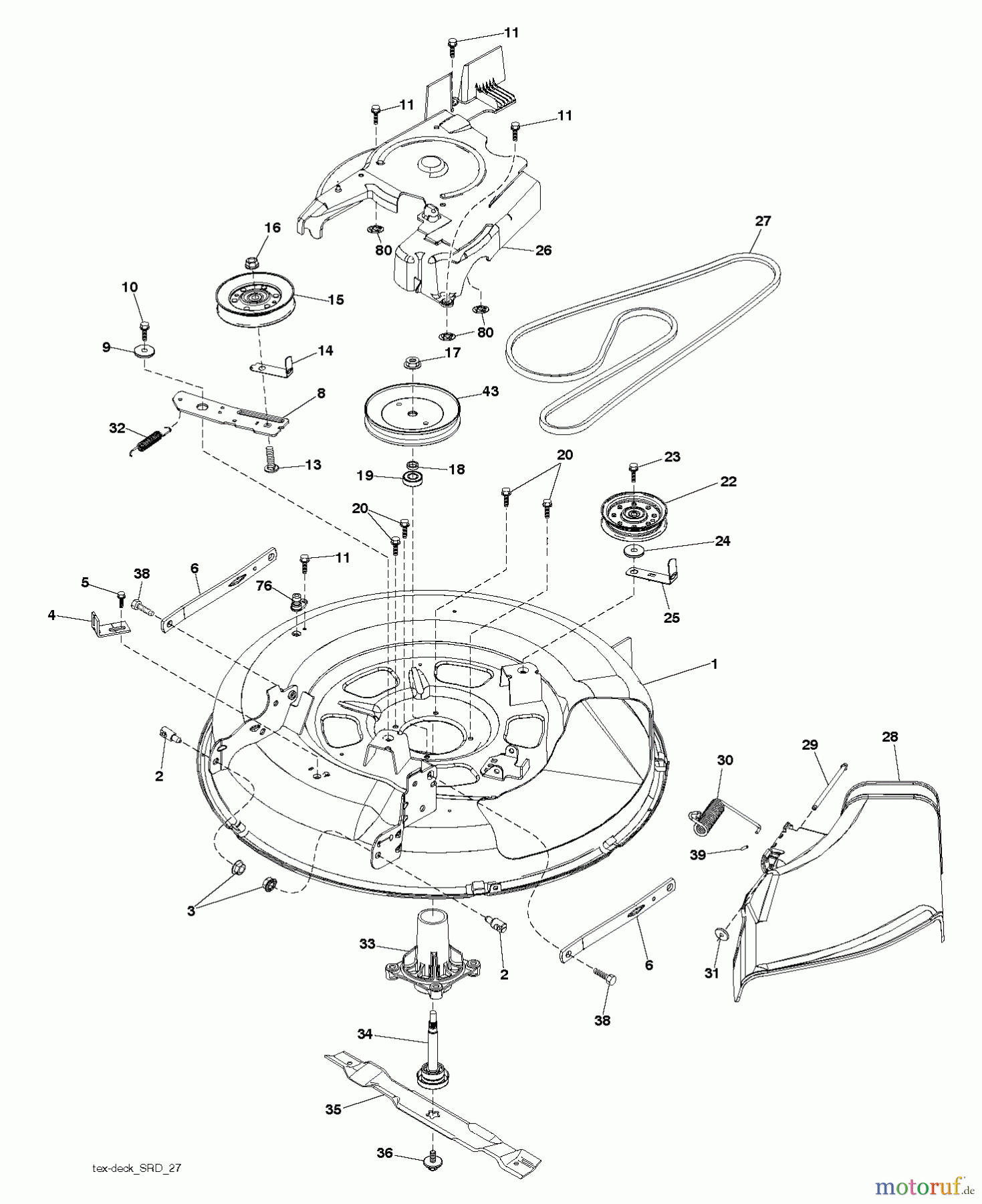 Jonsered Rasen und Garten Traktoren LT2213 A (96041015205) - Jonsered Lawn & Garden Tractor (2013-05) MOWER DECK / CUTTING DECK