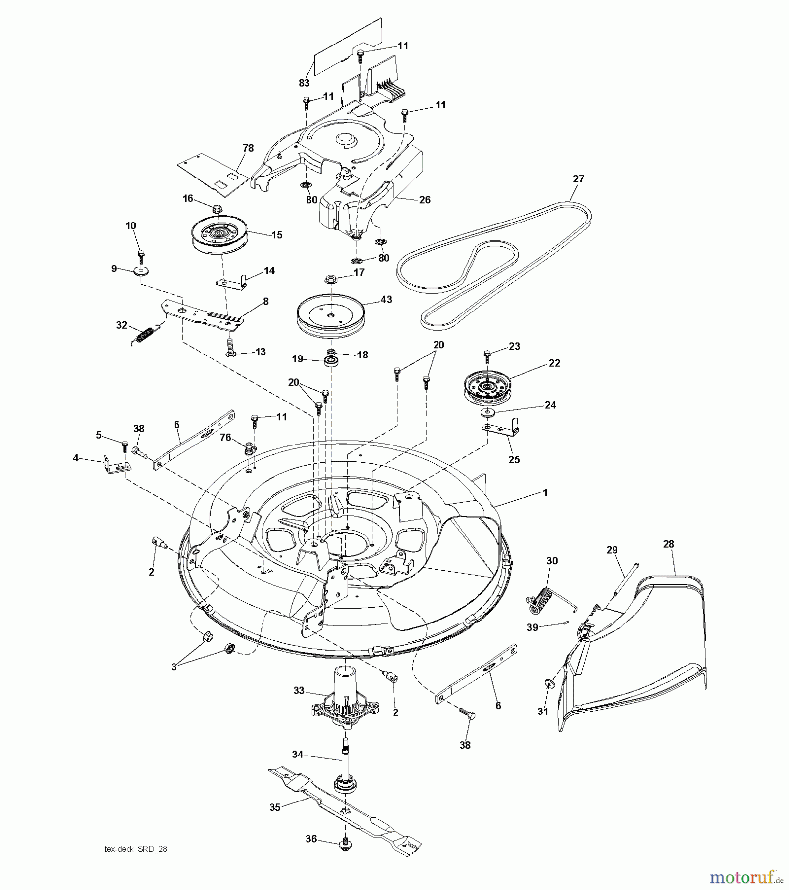 Jonsered Rasen und Garten Traktoren LT2213 A (96041015400) - Jonsered Lawn & Garden Tractor (2010-01) MOWER DECK / CUTTING DECK