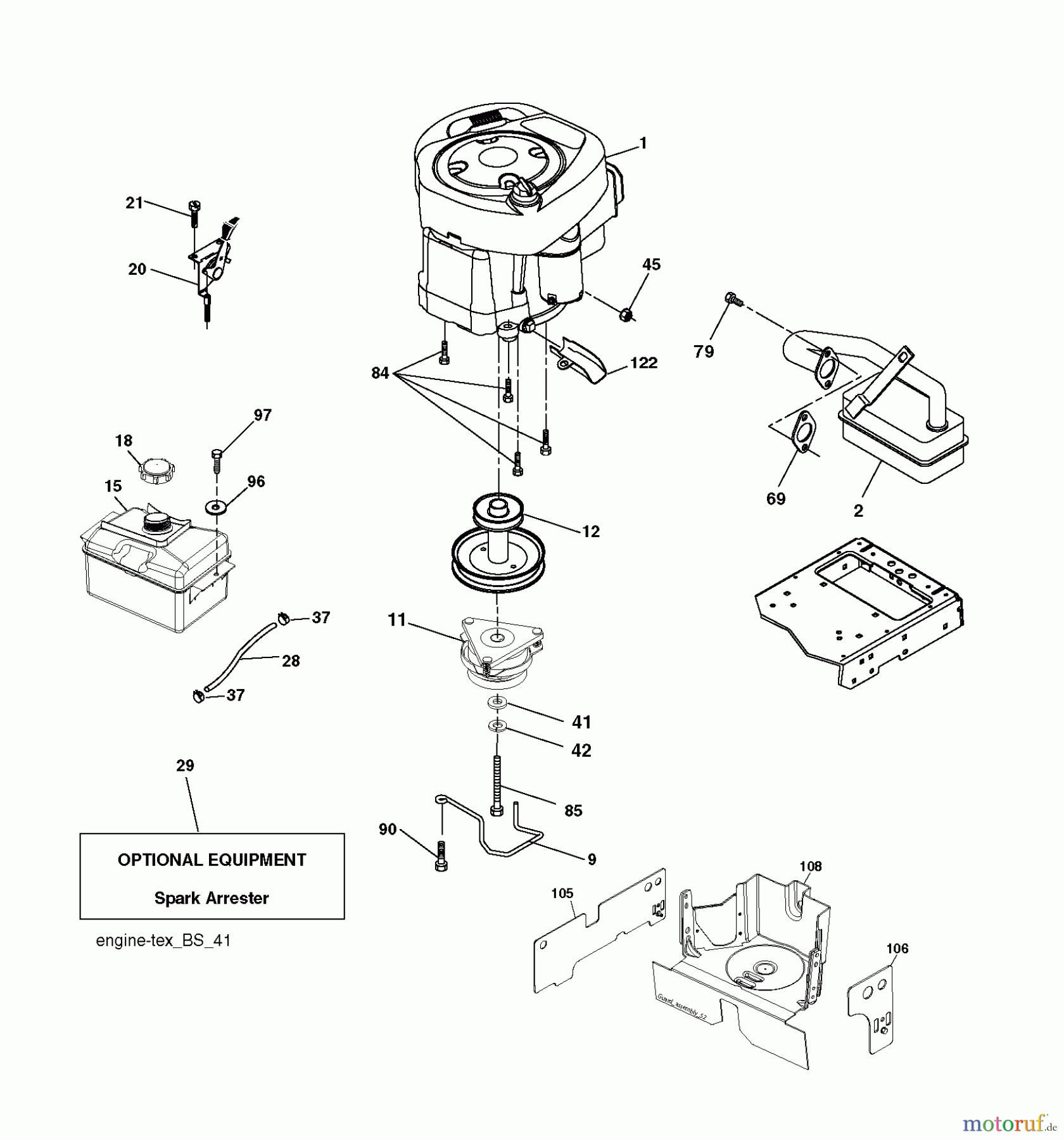 Jonsered Rasen und Garten Traktoren LT2213 A (96041015401) - Jonsered Lawn & Garden Tractor (2010-08) ENGINE