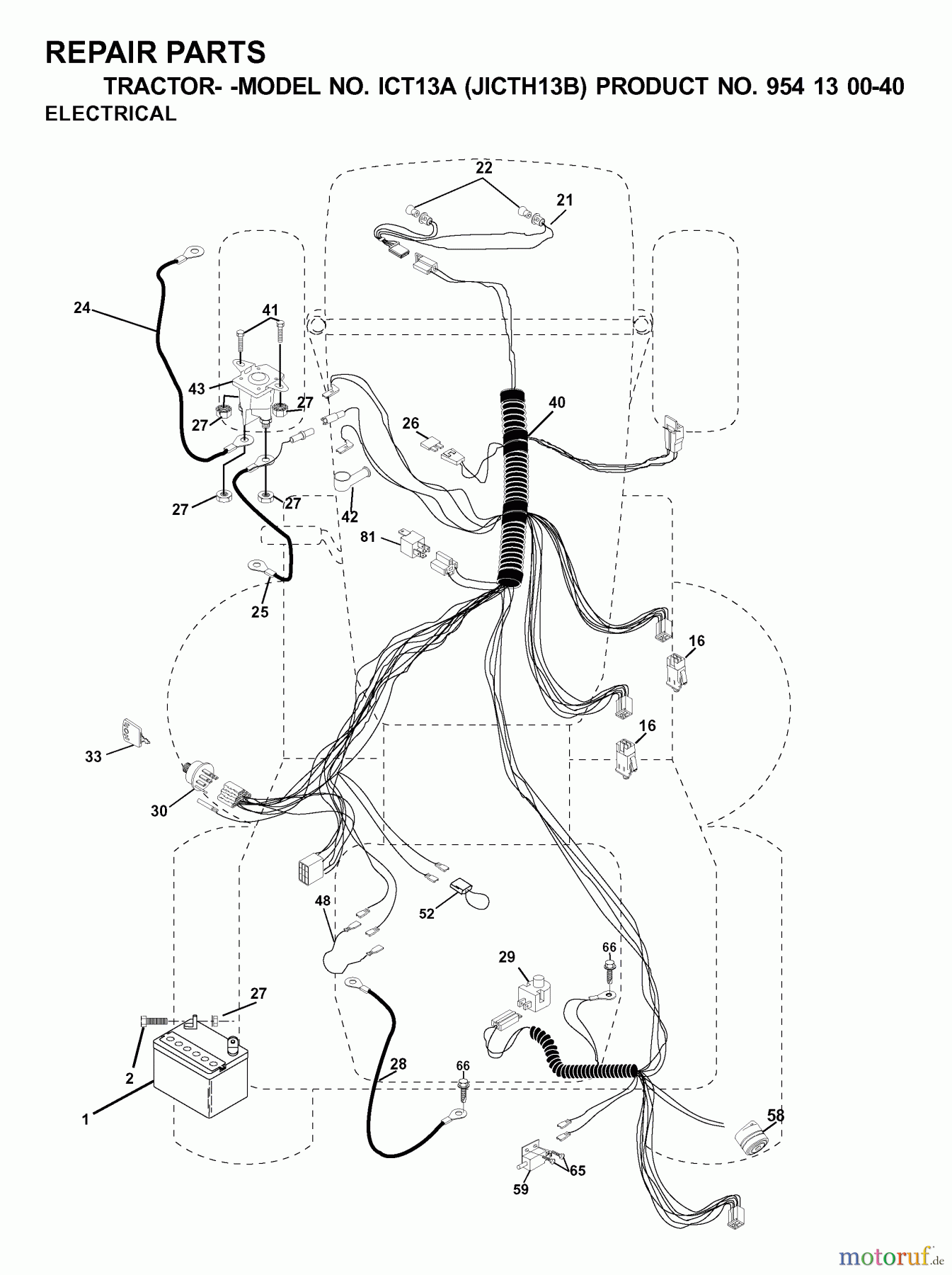 Jonsered Rasen und Garten Traktoren ICT13A (JICTH13B, 954130040) - Jonsered Lawn & Garden Tractor (2000-04) ELECTRICAL