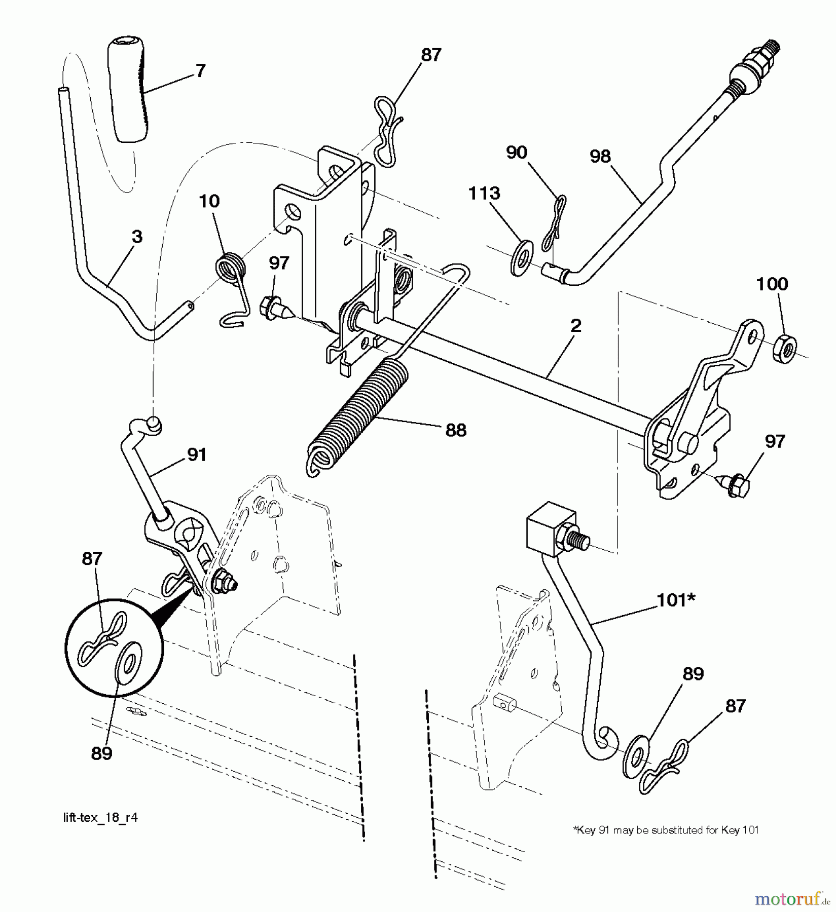  Jonsered Rasen  und Garten Traktoren LT2213 A (96041015402) - Jonsered Lawn & Garden Tractor (2011-08) MOWER LIFT / DECK LIFT