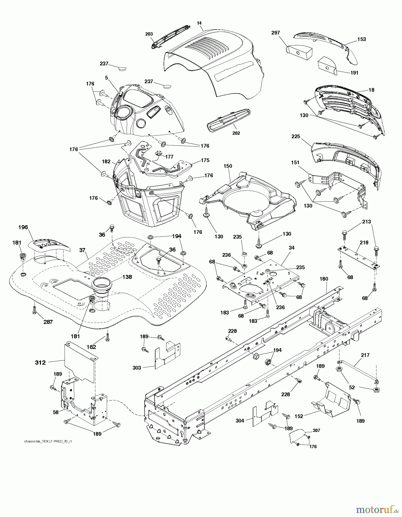  Jonsered Rasen  und Garten Traktoren LT2213 A (96041015403) - Jonsered Lawn & Garden Tractor (2012-08) CHASSIS ENCLOSURES