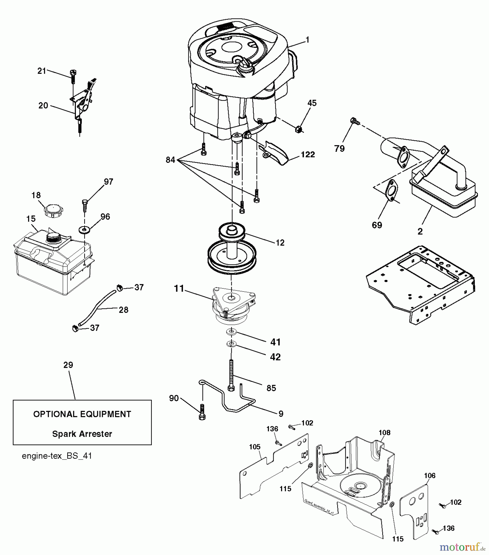 Jonsered Rasen  und Garten Traktoren LT2213 A (96041015403) - Jonsered Lawn & Garden Tractor (2012-08) ENGINE