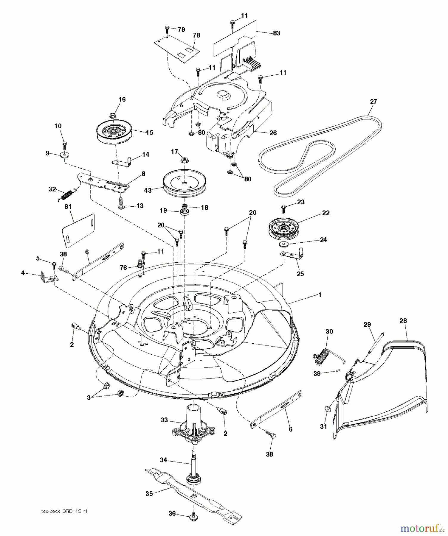  Jonsered Rasen  und Garten Traktoren LT2213 A (96041015403) - Jonsered Lawn & Garden Tractor (2012-08) MOWER DECK / CUTTING DECK