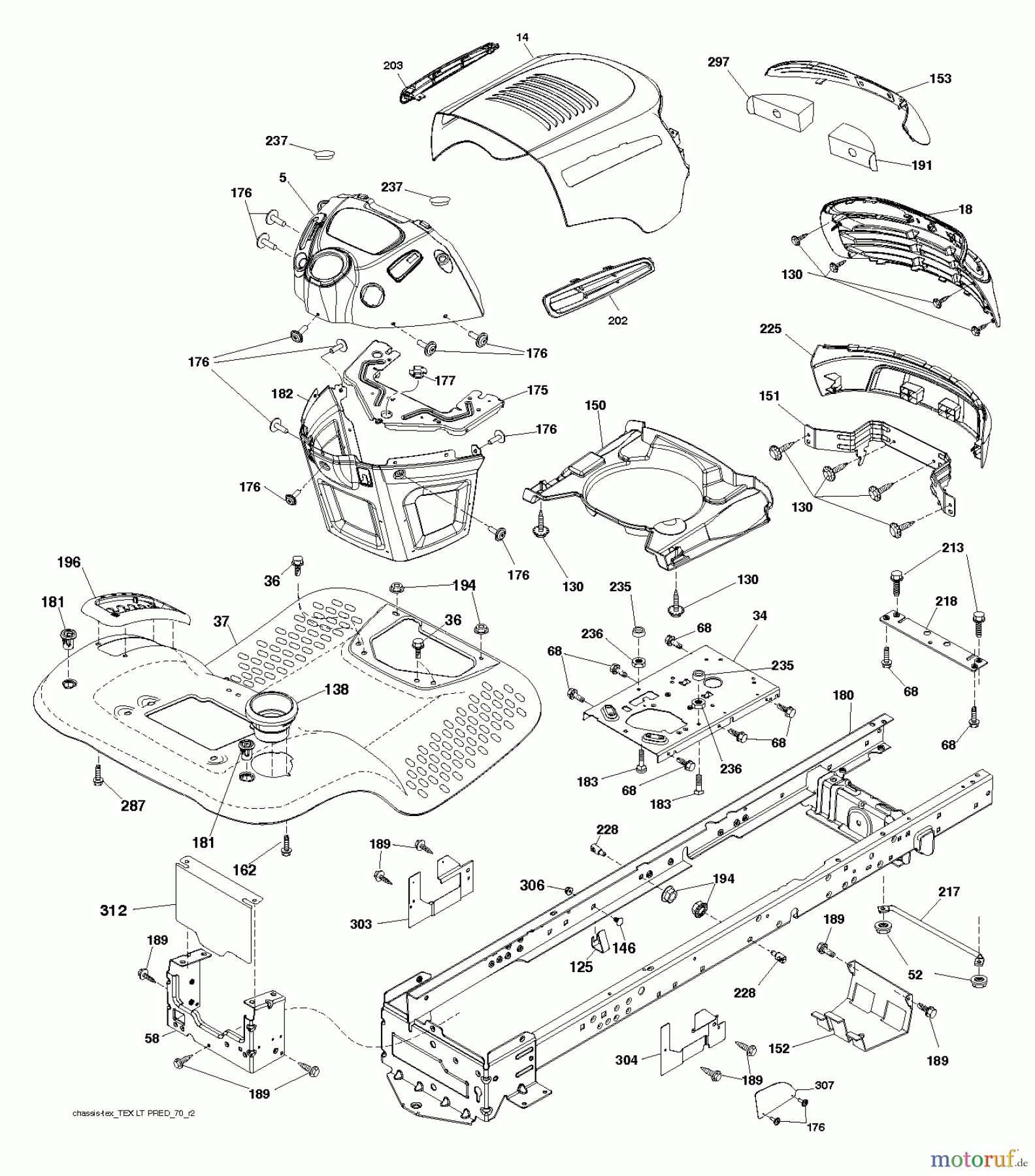 Jonsered Rasen und Garten Traktoren LT2213 A (96041015404) - Jonsered Lawn & Garden Tractor (2013-05) CHASSIS ENCLOSURES