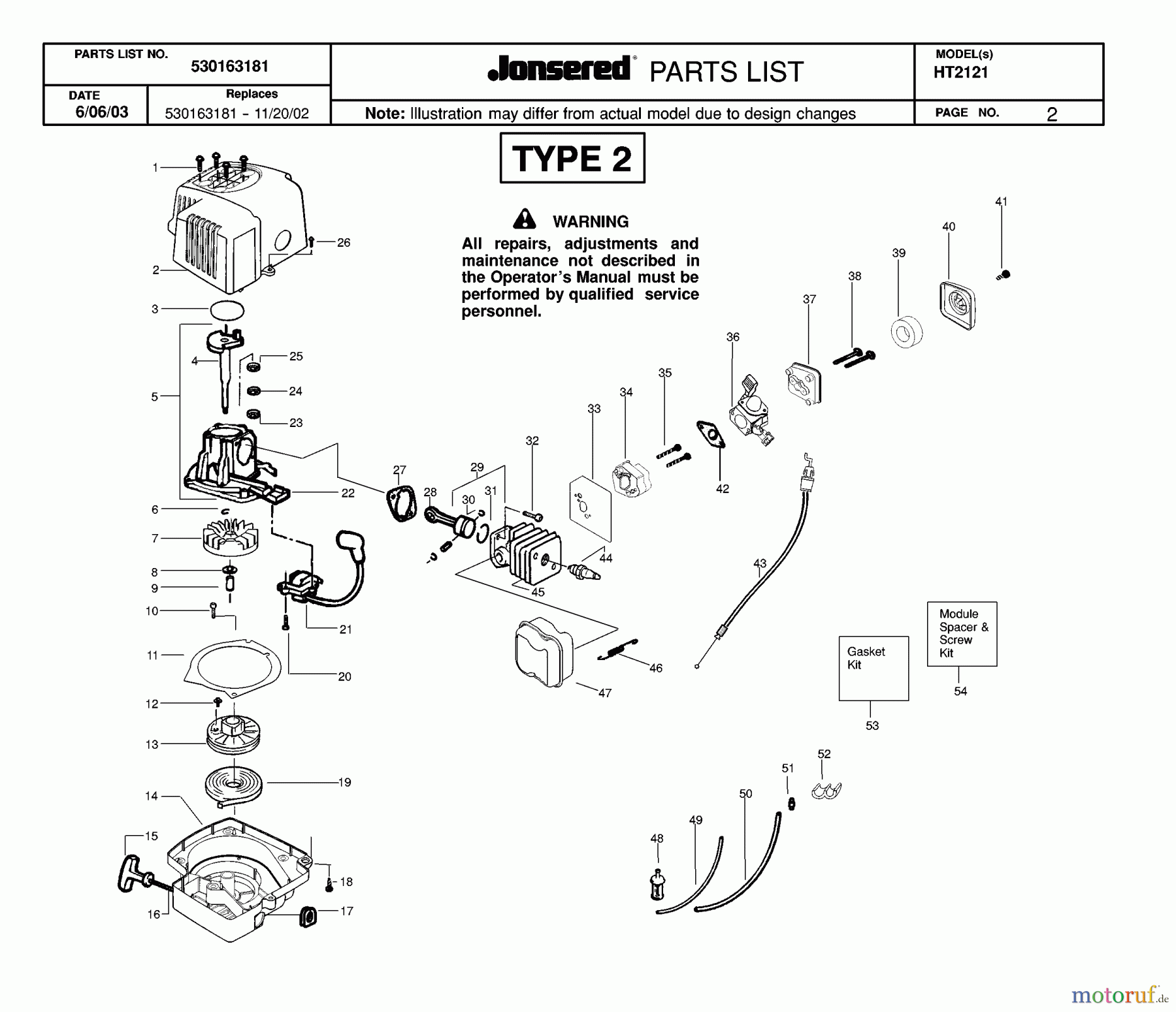  Jonsered Heckenscheren HT2121 - Jonsered Hedge Trimmer (2004-01) ENGINE #1