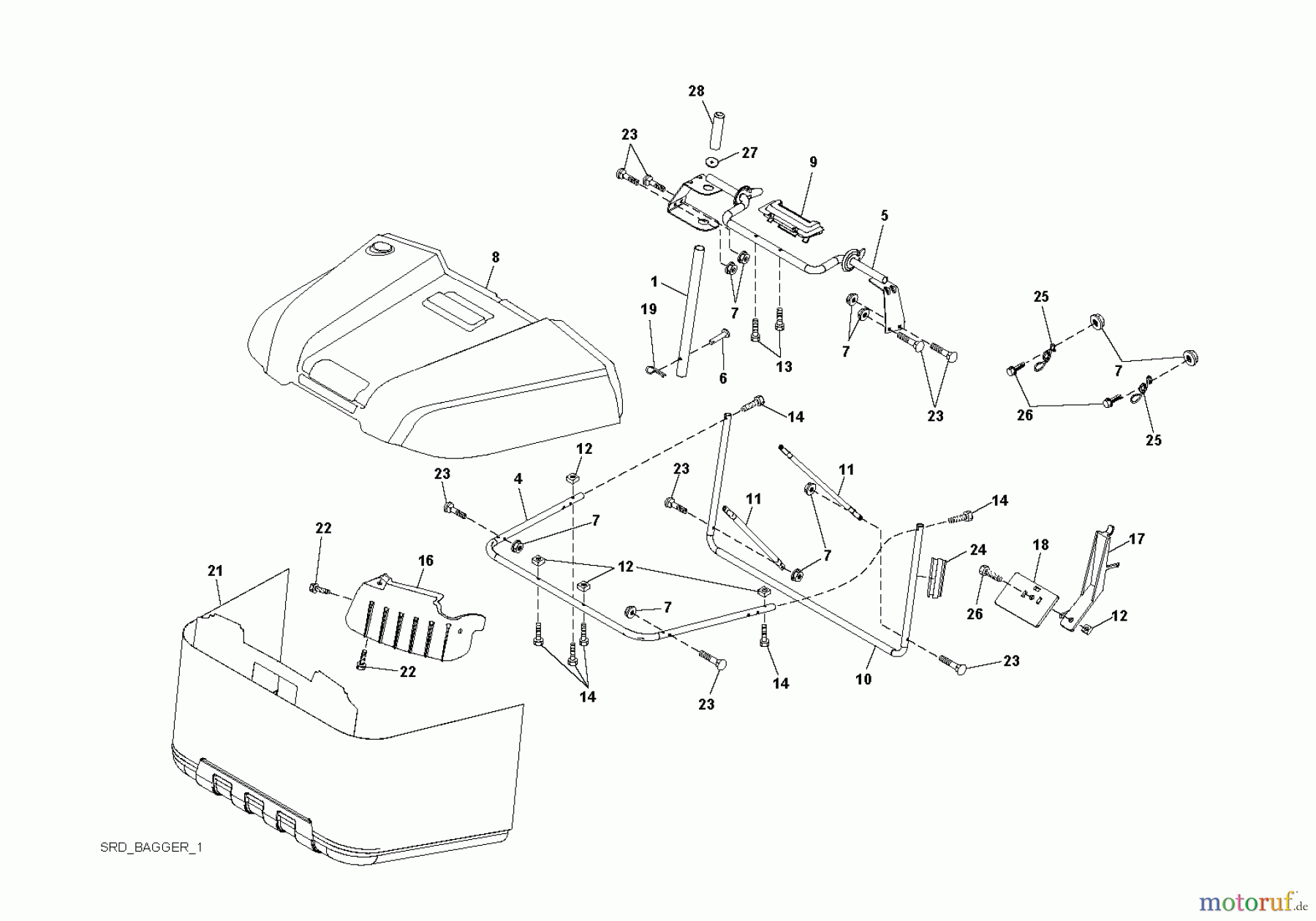Jonsered Rasen  und Garten Traktoren LT2213 C (96041008100) - Jonsered Lawn & Garden Tractor (2009-01) BAGGER