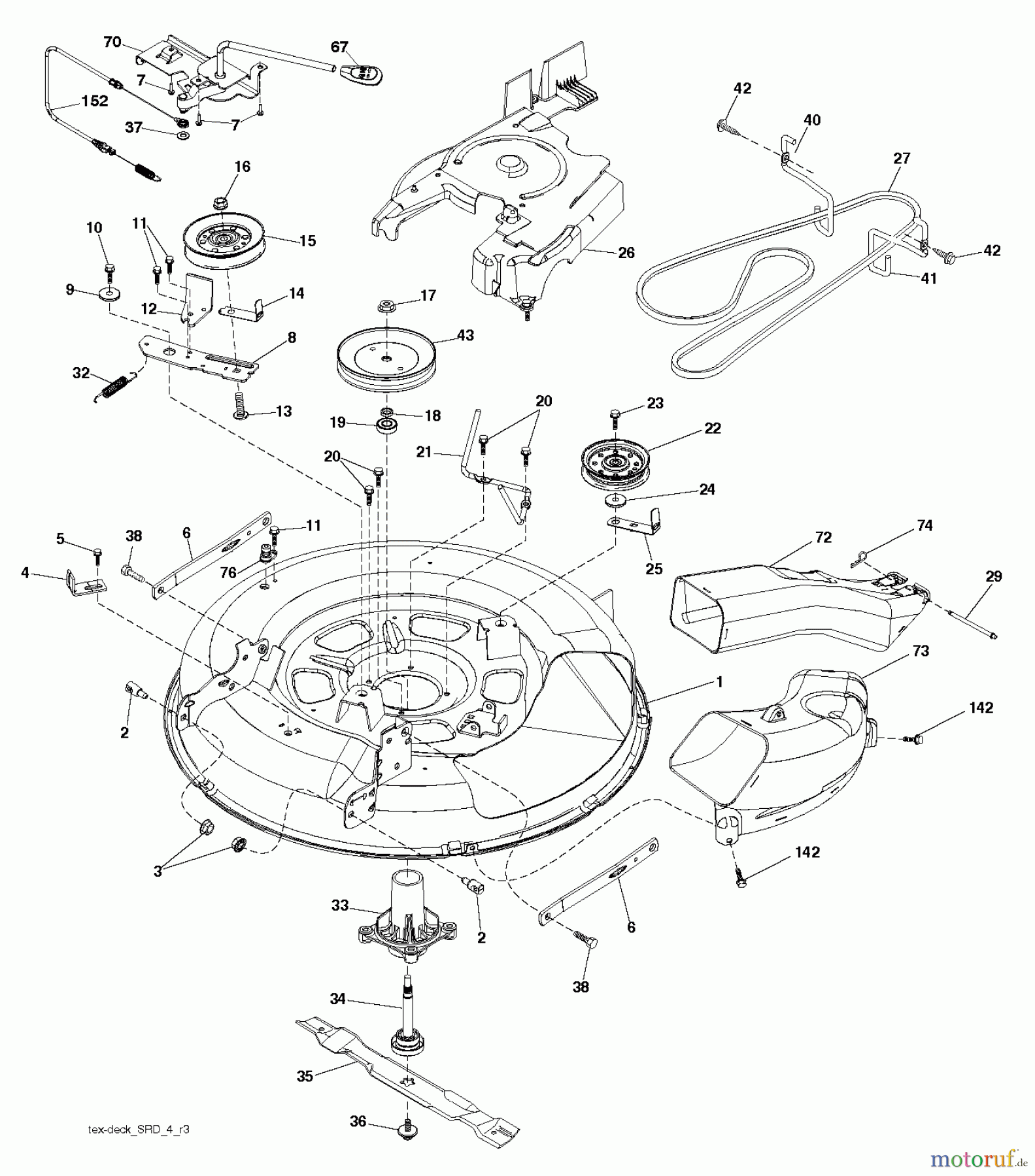 Jonsered Rasen und Garten Traktoren LT2213 C (96041008101) - Jonsered Lawn & Garden Tractor (2009-08) MOWER DECK / CUTTING DECK