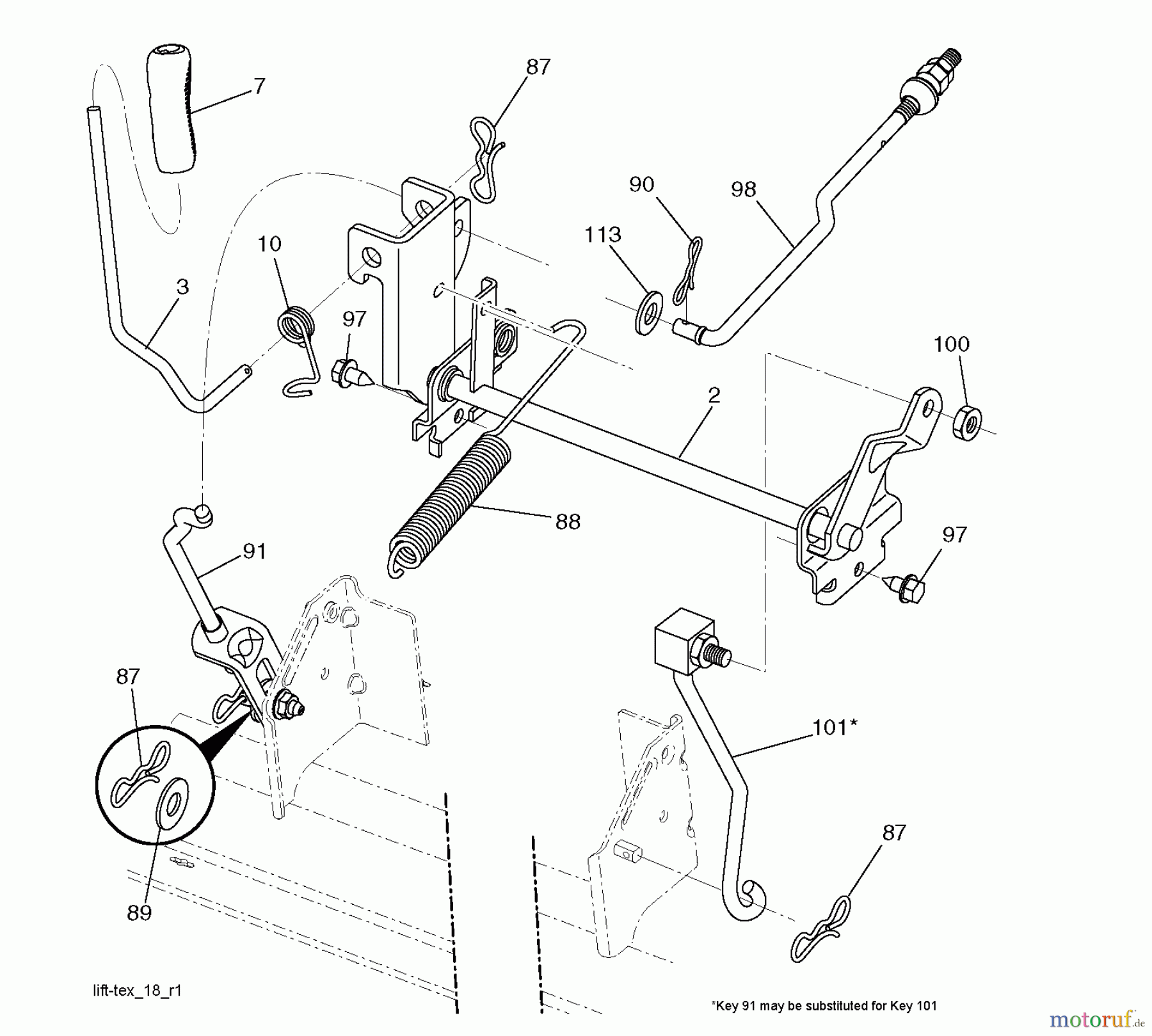 Jonsered Rasen und Garten Traktoren LT2213 C (96041008101) - Jonsered Lawn & Garden Tractor (2009-08) MOWER LIFT / DECK LIFT