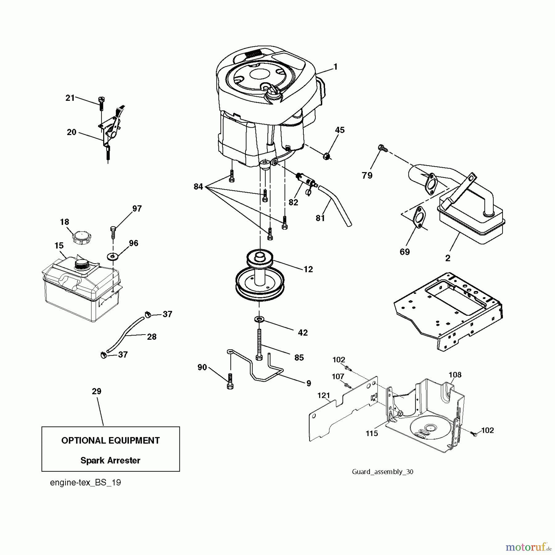 Jonsered Rasen und Garten Traktoren LT2213 C (96041008900) - Jonsered Lawn & Garden Tractor (2009-02) ENGINE
