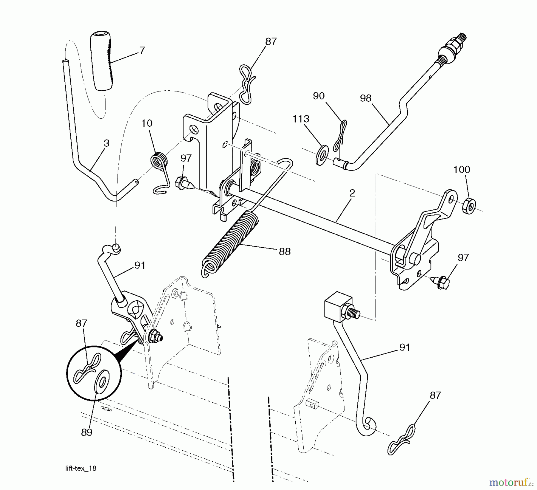 Jonsered Rasen und Garten Traktoren LT2213 C (96041008900) - Jonsered Lawn & Garden Tractor (2009-02) MOWER LIFT / DECK LIFT